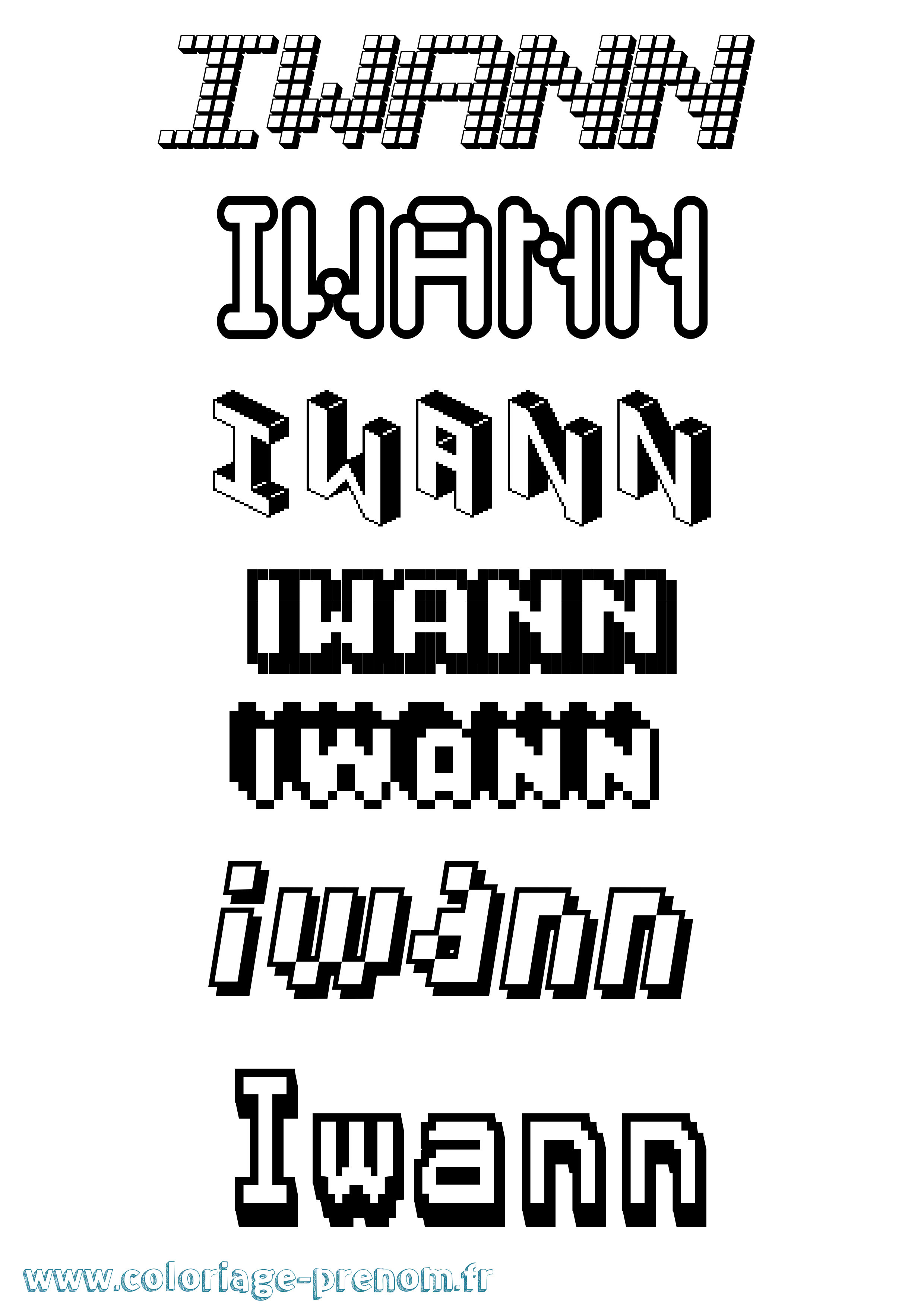 Coloriage Iwann Pixel Coloriage prénom Iwann Pixel