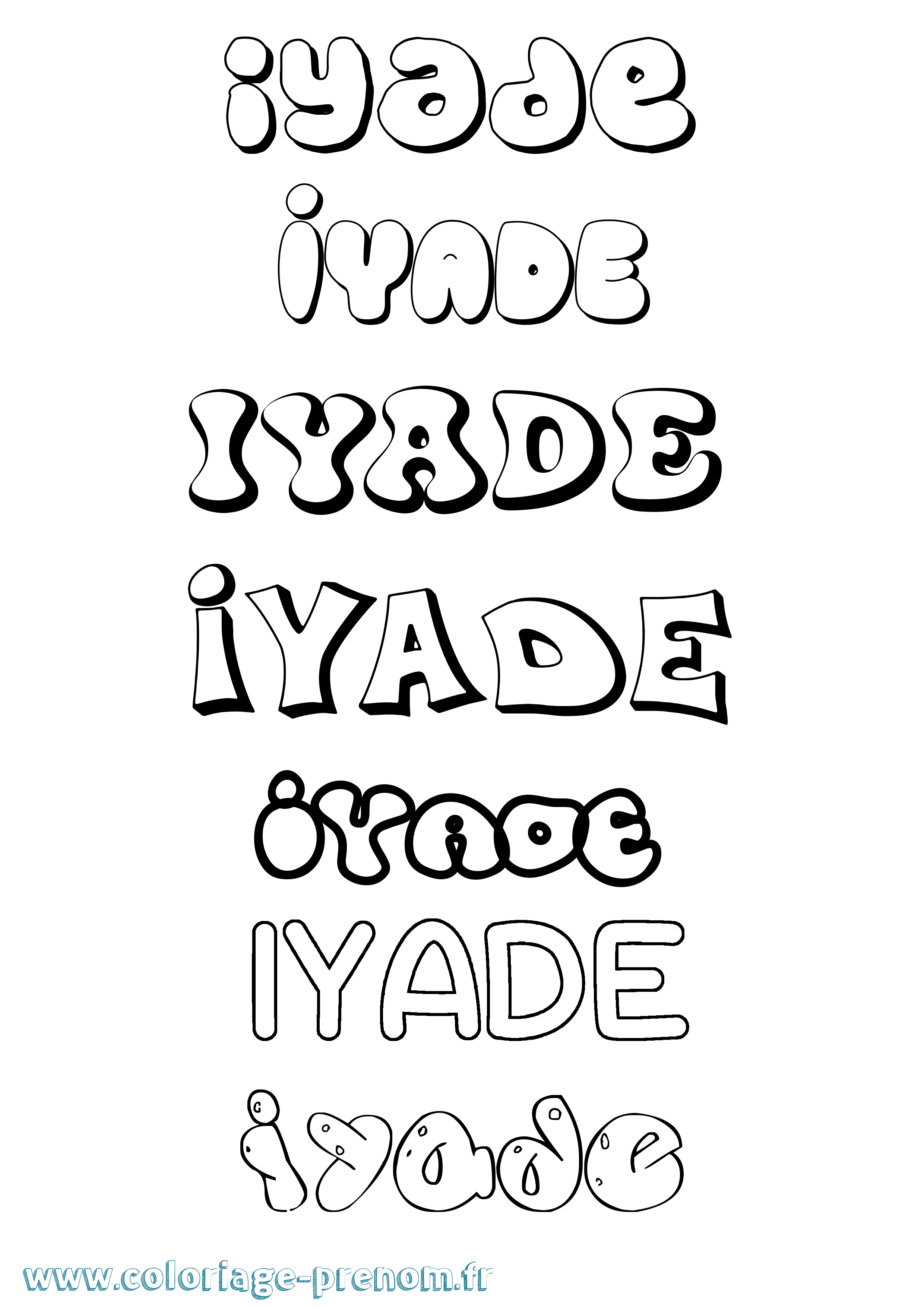 Coloriage Iyade Bubble Coloriage prénom Iyade Bubble