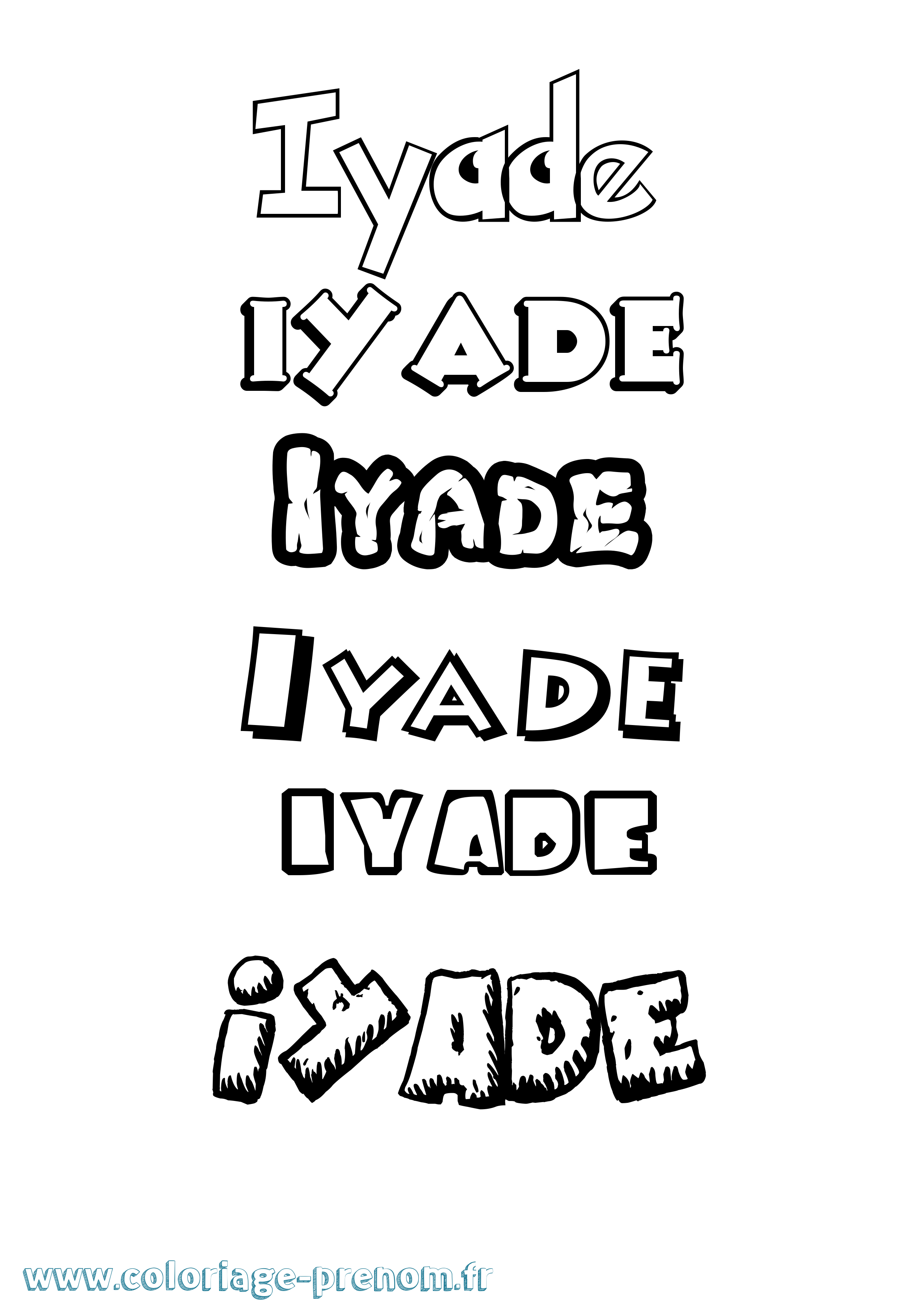 Coloriage Iyade Dessin Animé Coloriage prénom Iyade Dessin Animé