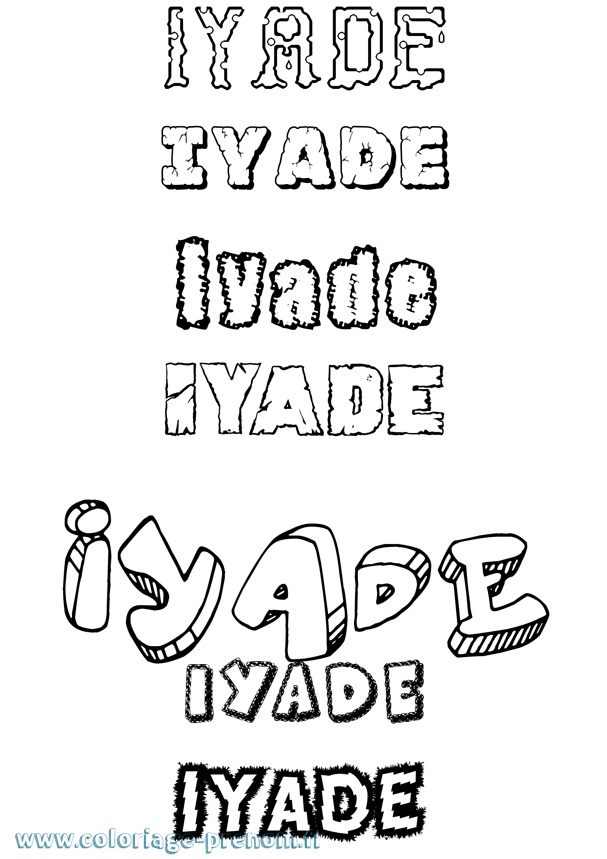 Coloriage Iyade Destructuré Coloriage prénom Iyade Destructuré