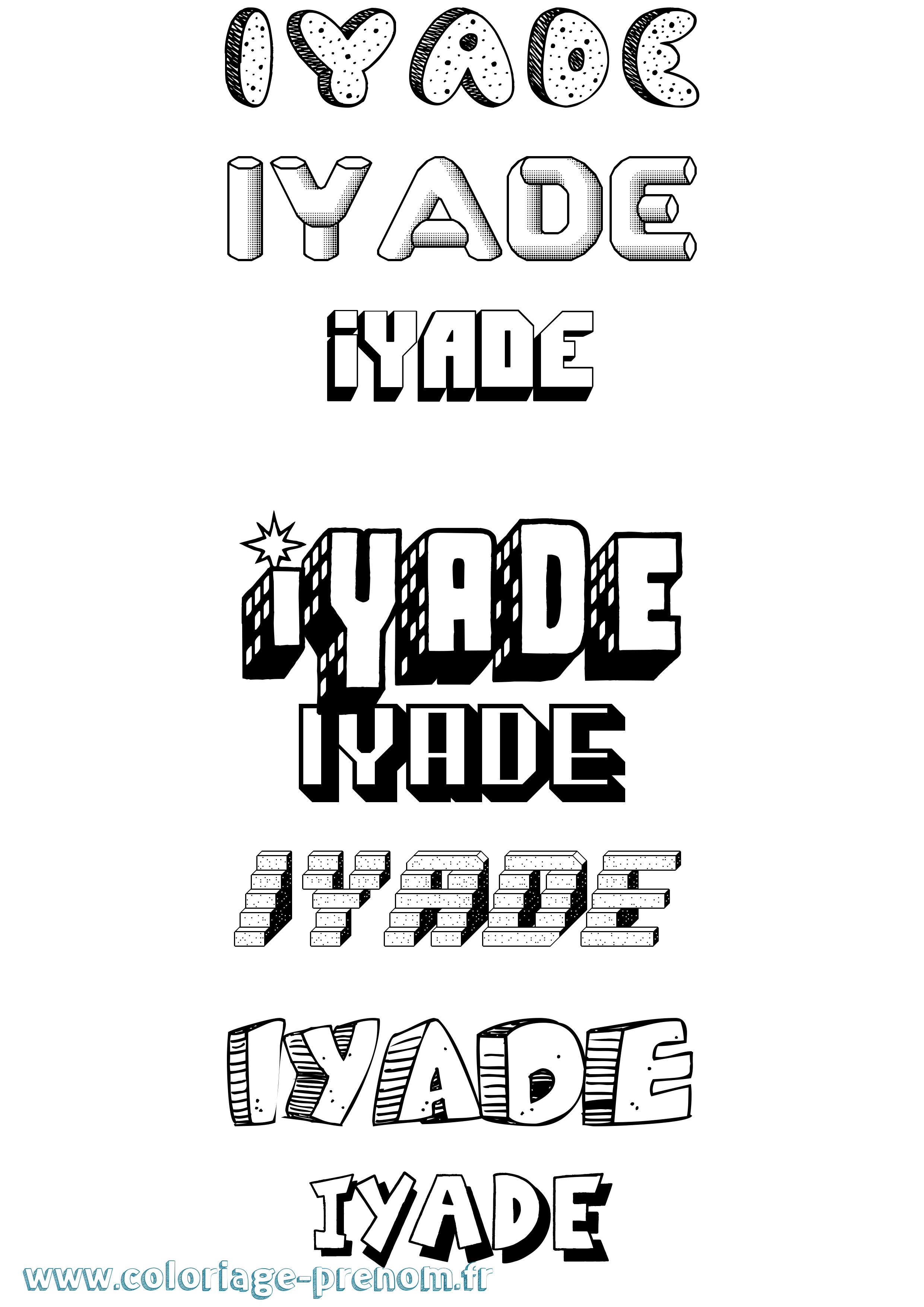 Coloriage Iyade Effet 3D Coloriage prénom Iyade Effet 3D