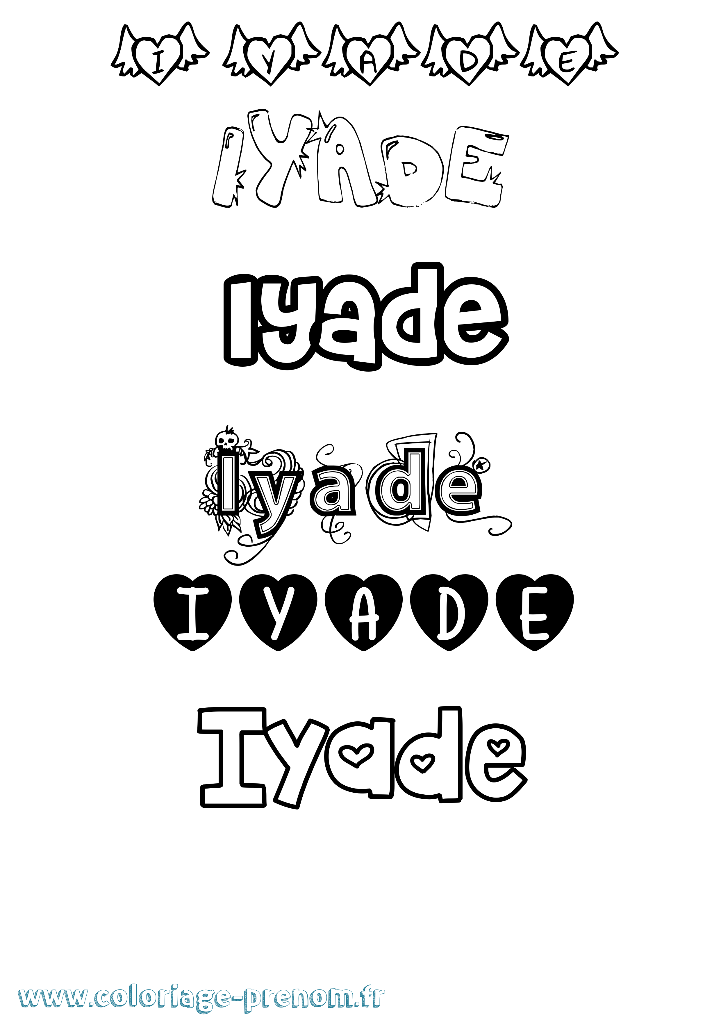 Coloriage Iyade Girly Coloriage prénom Iyade Girly