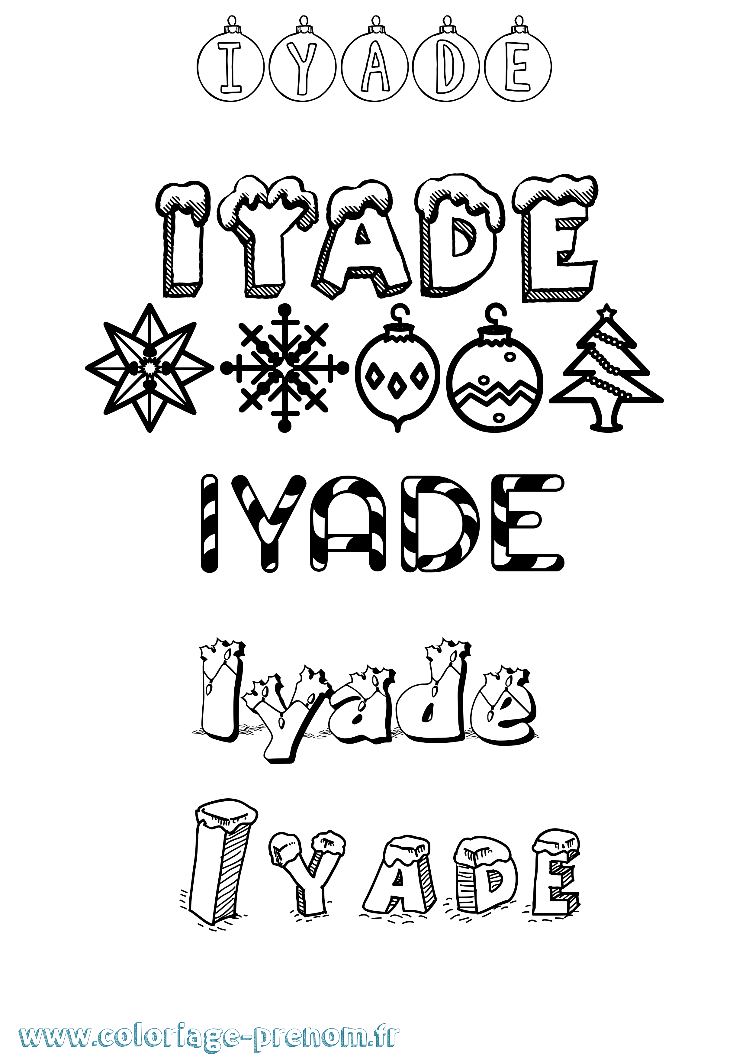 Coloriage Iyade Noël Coloriage prénom Iyade Noël