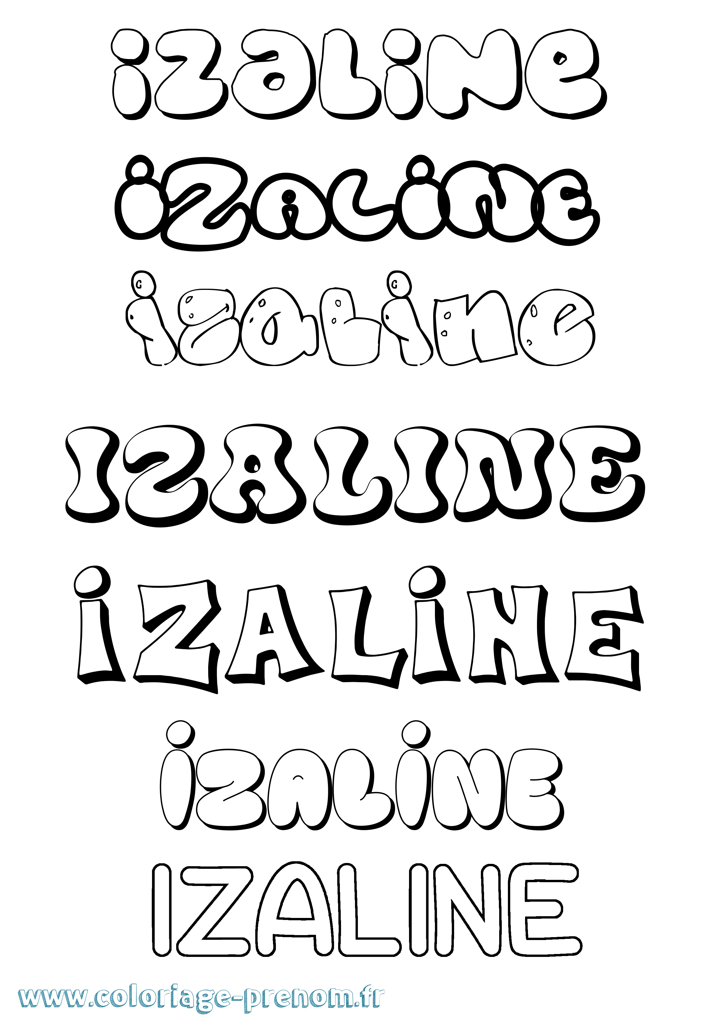 Coloriage Izaline Bubble Coloriage prénom Izaline Bubble