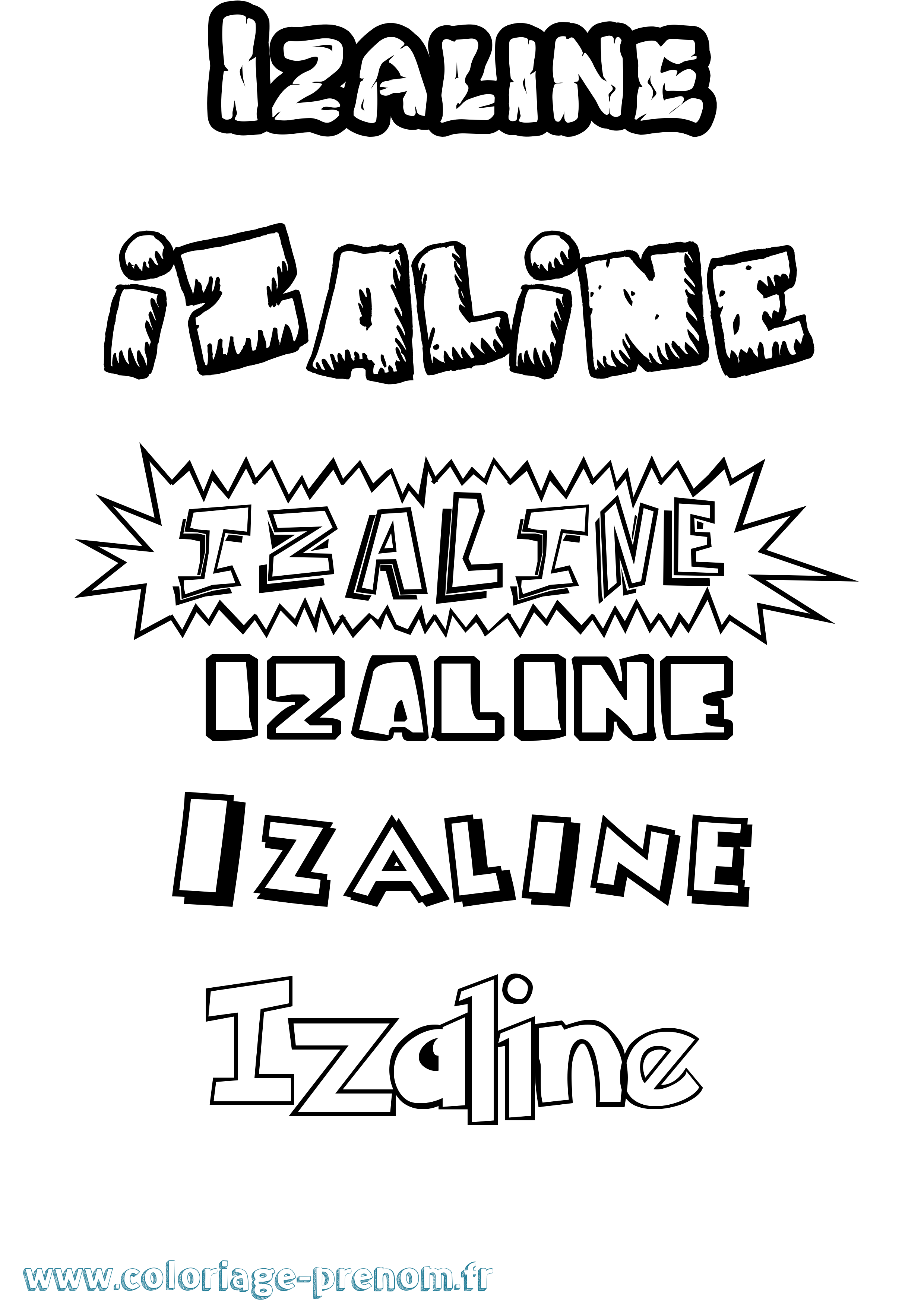 Coloriage Izaline Dessin Animé Coloriage prénom Izaline Dessin Animé