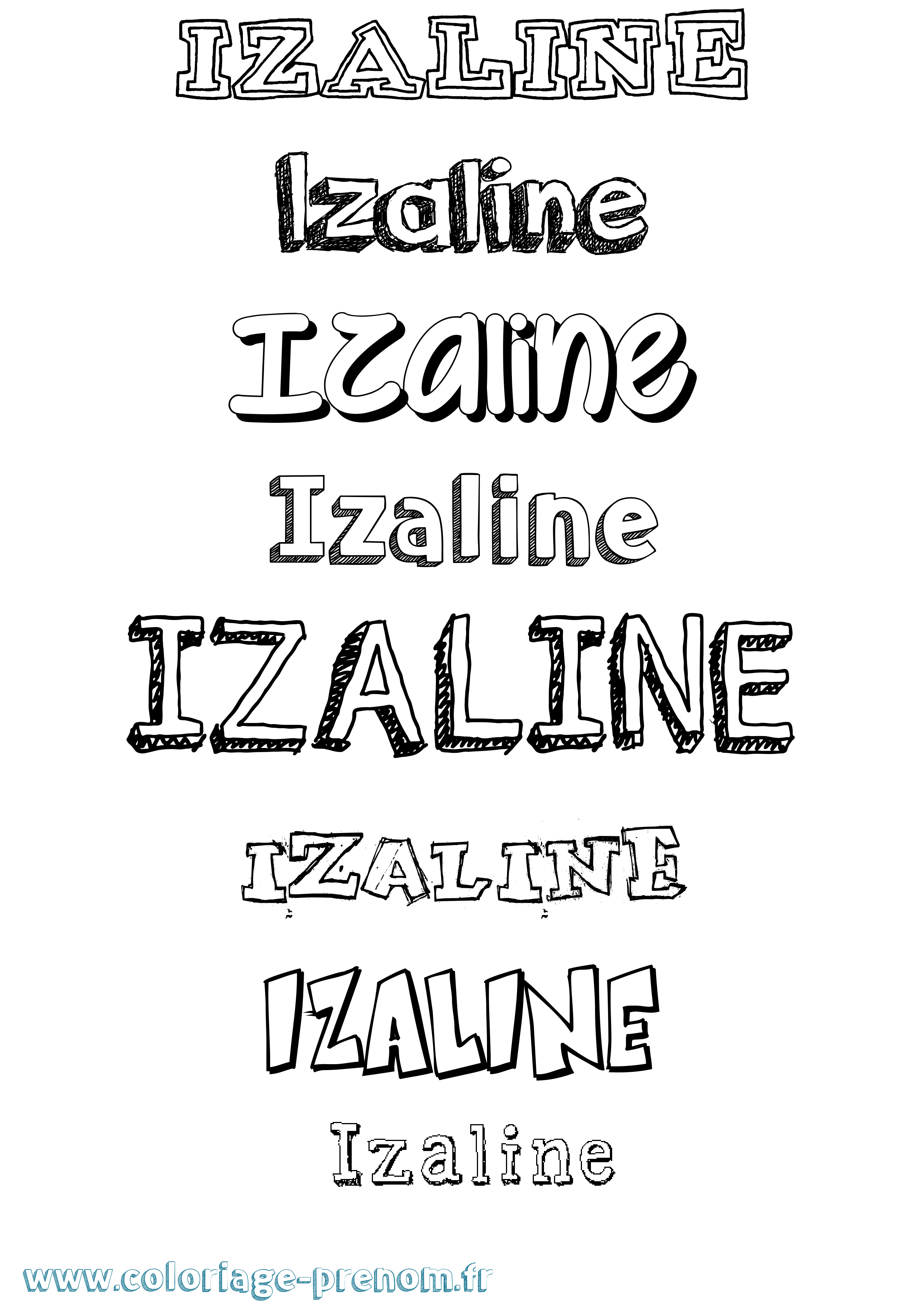 Coloriage Izaline Dessiné Coloriage prénom Izaline Dessiné