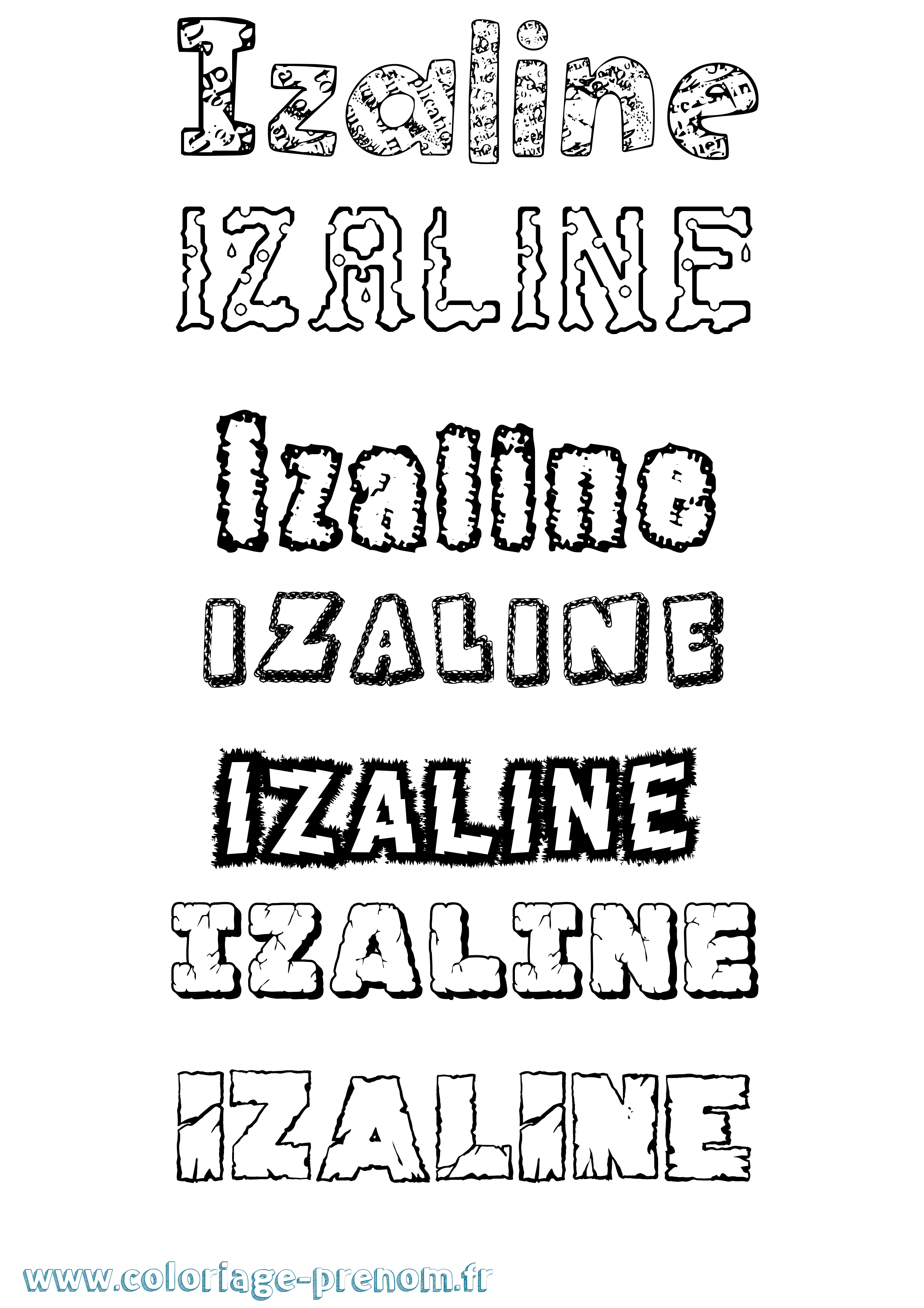 Coloriage Izaline Destructuré Coloriage prénom Izaline Destructuré