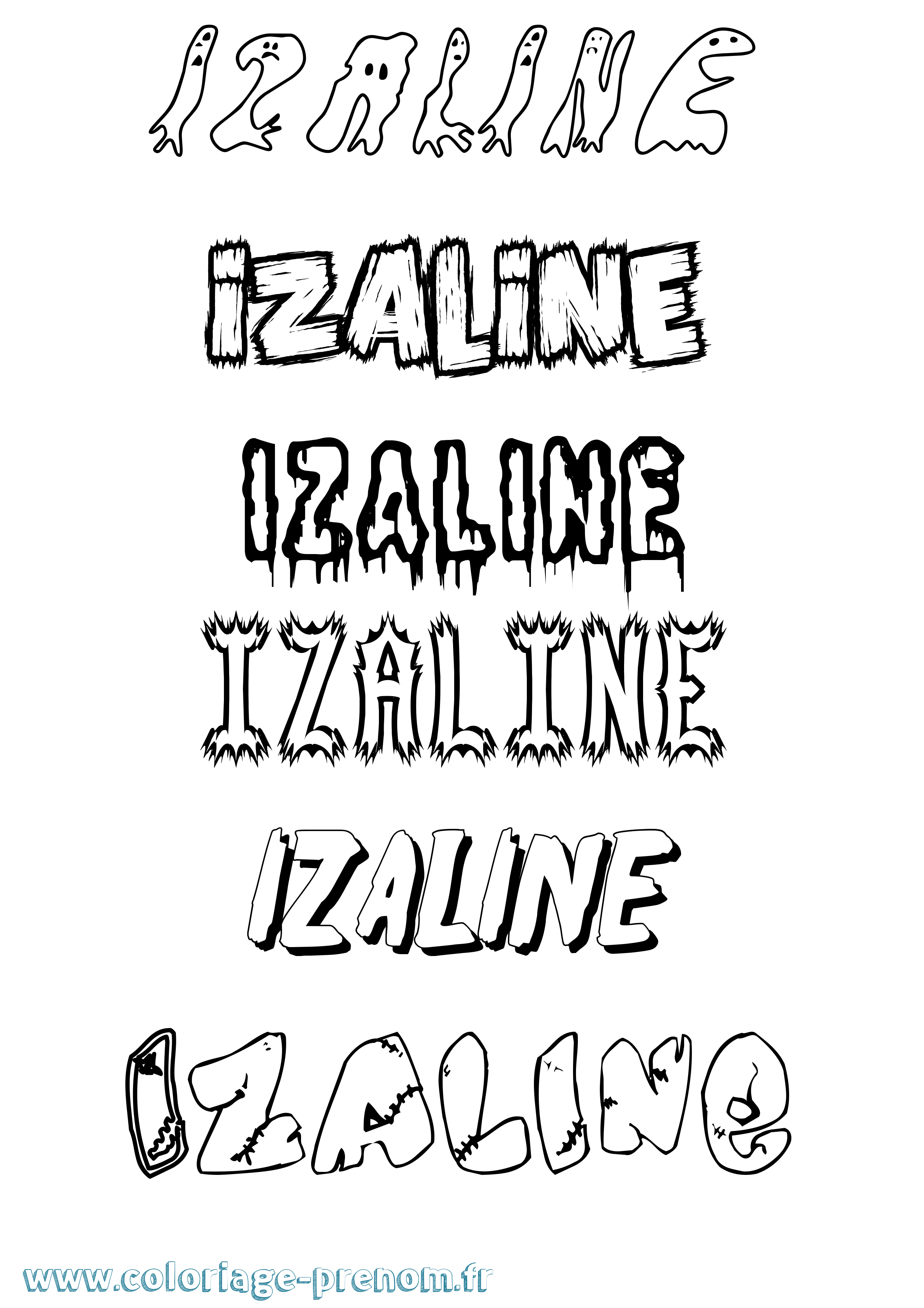 Coloriage Izaline Frisson Coloriage prénom Izaline Frisson