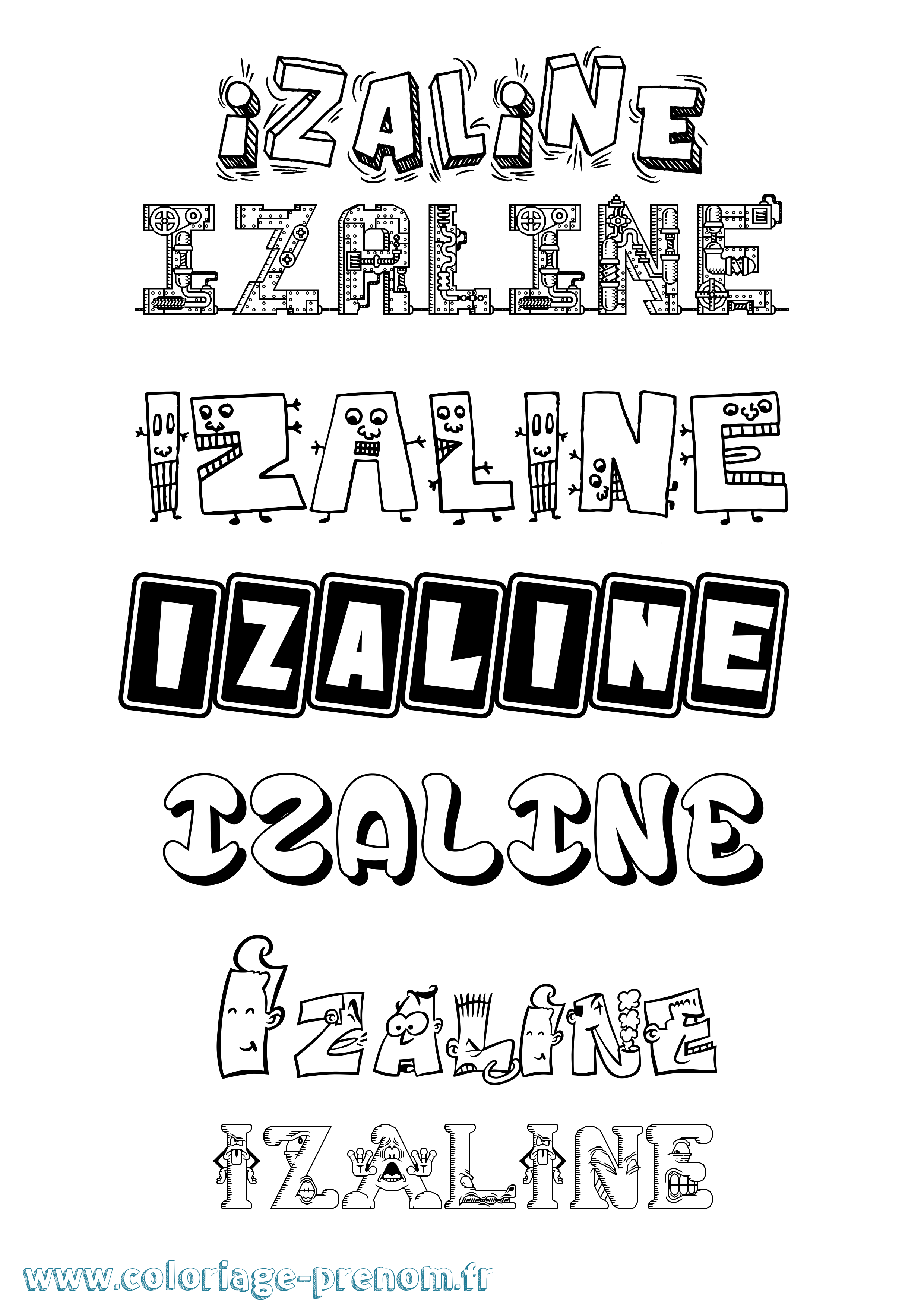 Coloriage Izaline Fun Coloriage prénom Izaline Fun