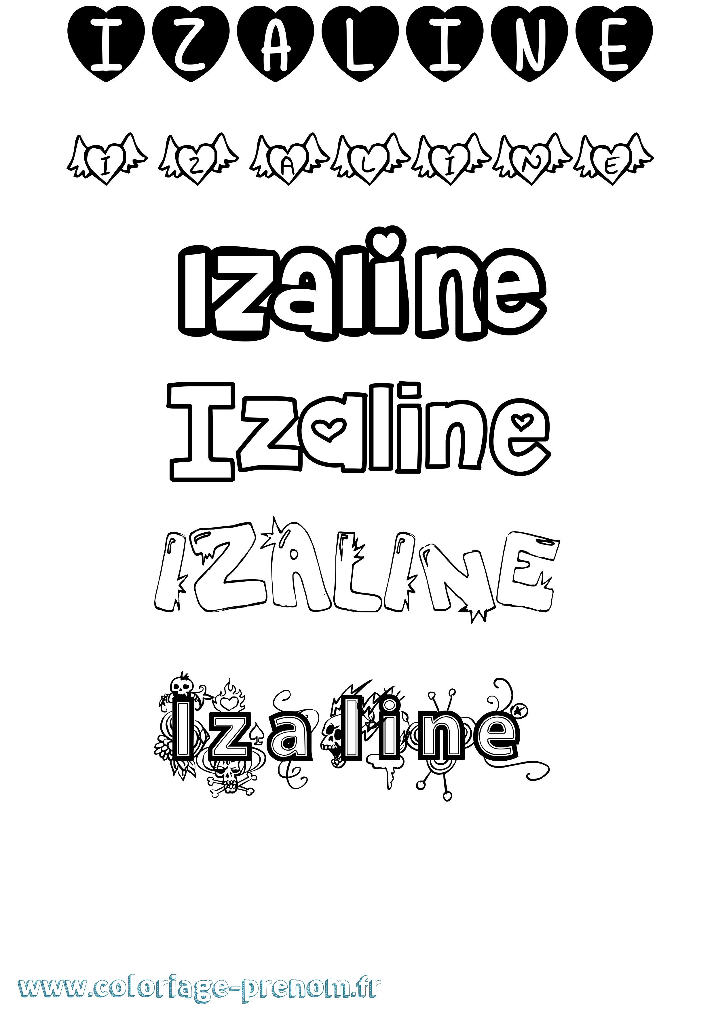Coloriage Izaline Girly Coloriage prénom Izaline Girly