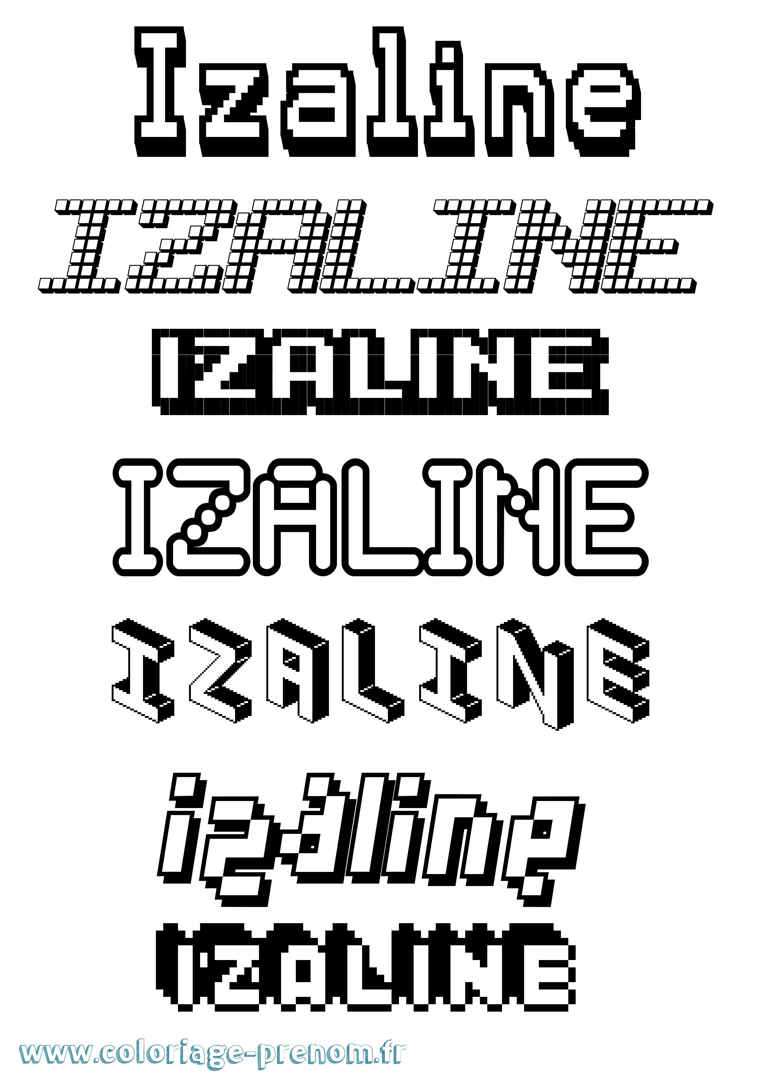Coloriage Izaline Pixel Coloriage prénom Izaline Pixel