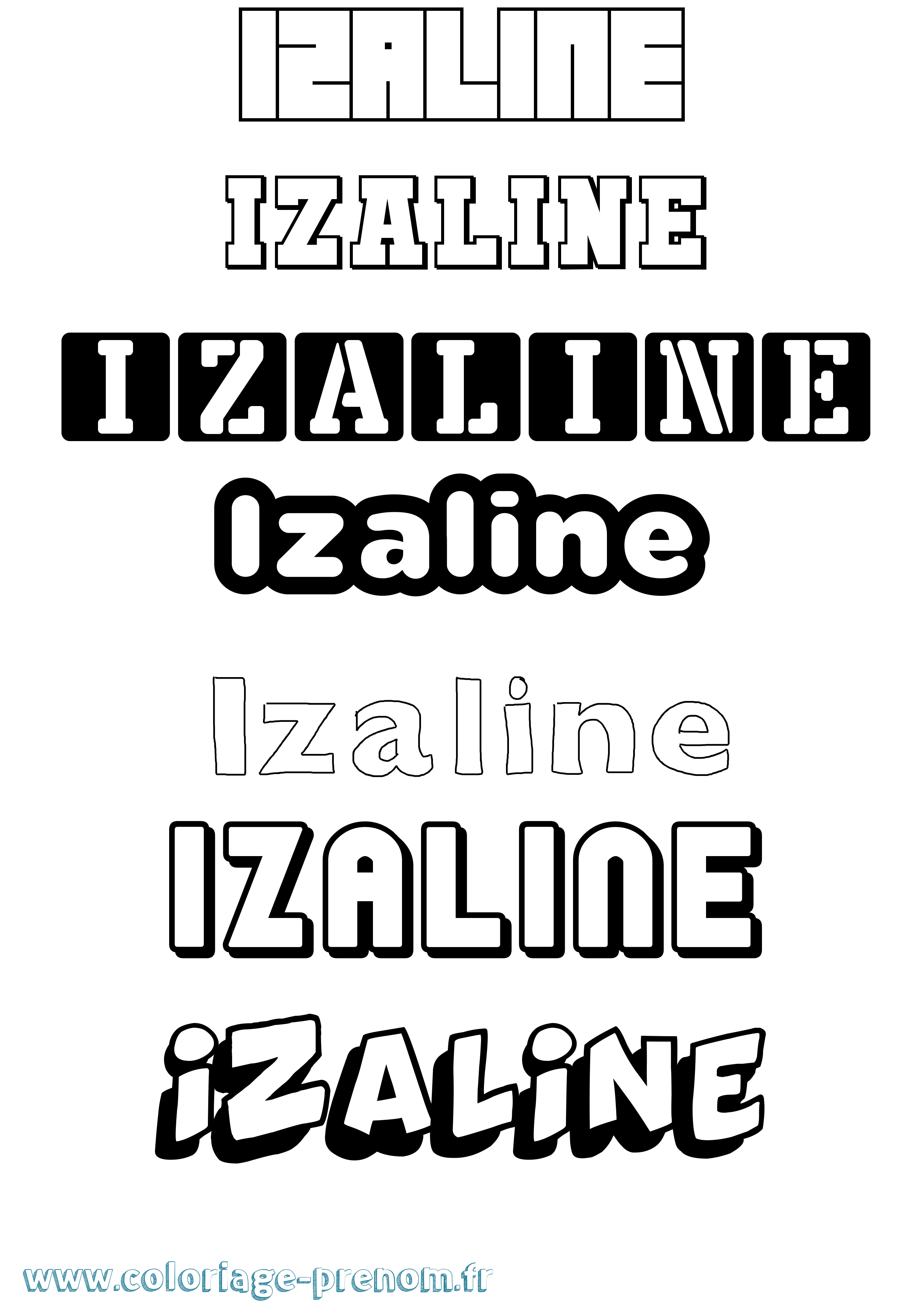Coloriage Izaline Simple Coloriage prénom Izaline Simple