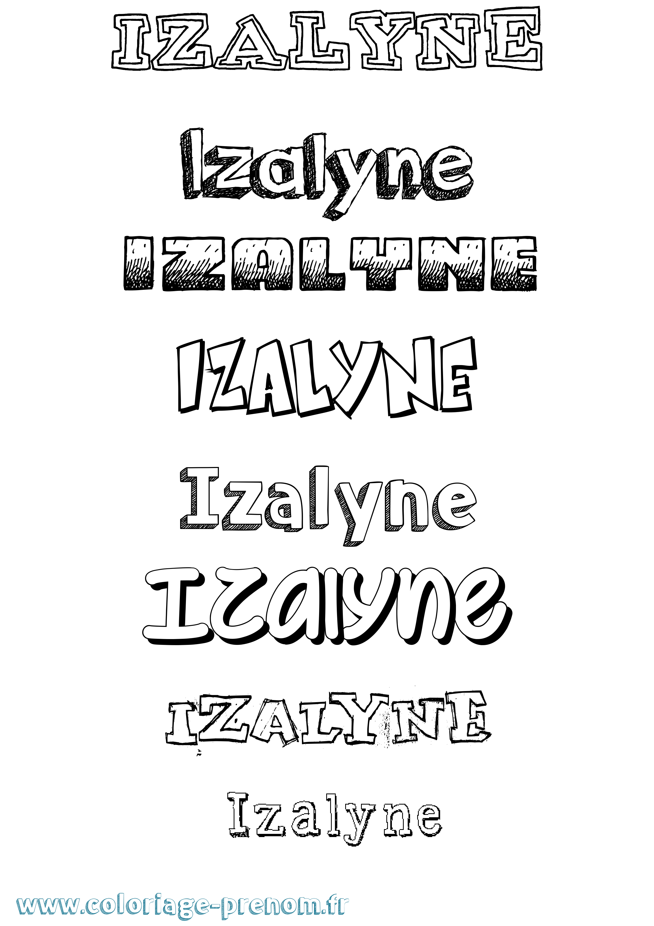 Coloriage Izalyne Dessiné Coloriage prénom Izalyne Dessiné