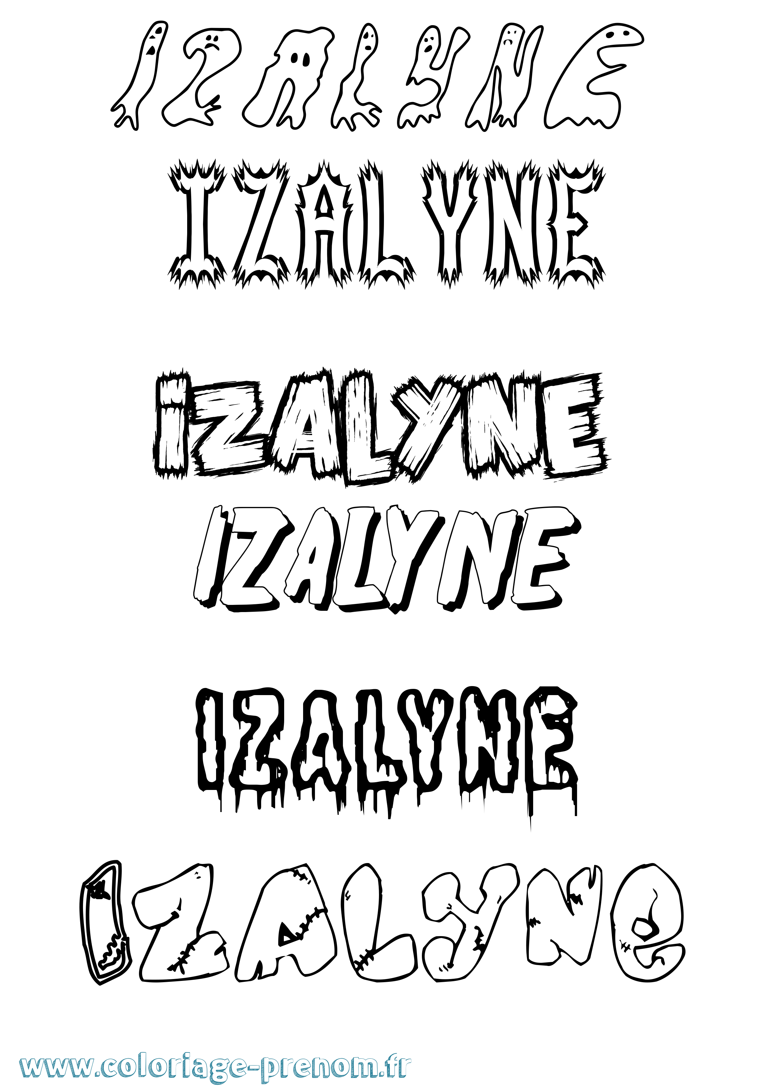 Coloriage Izalyne Frisson Coloriage prénom Izalyne Frisson