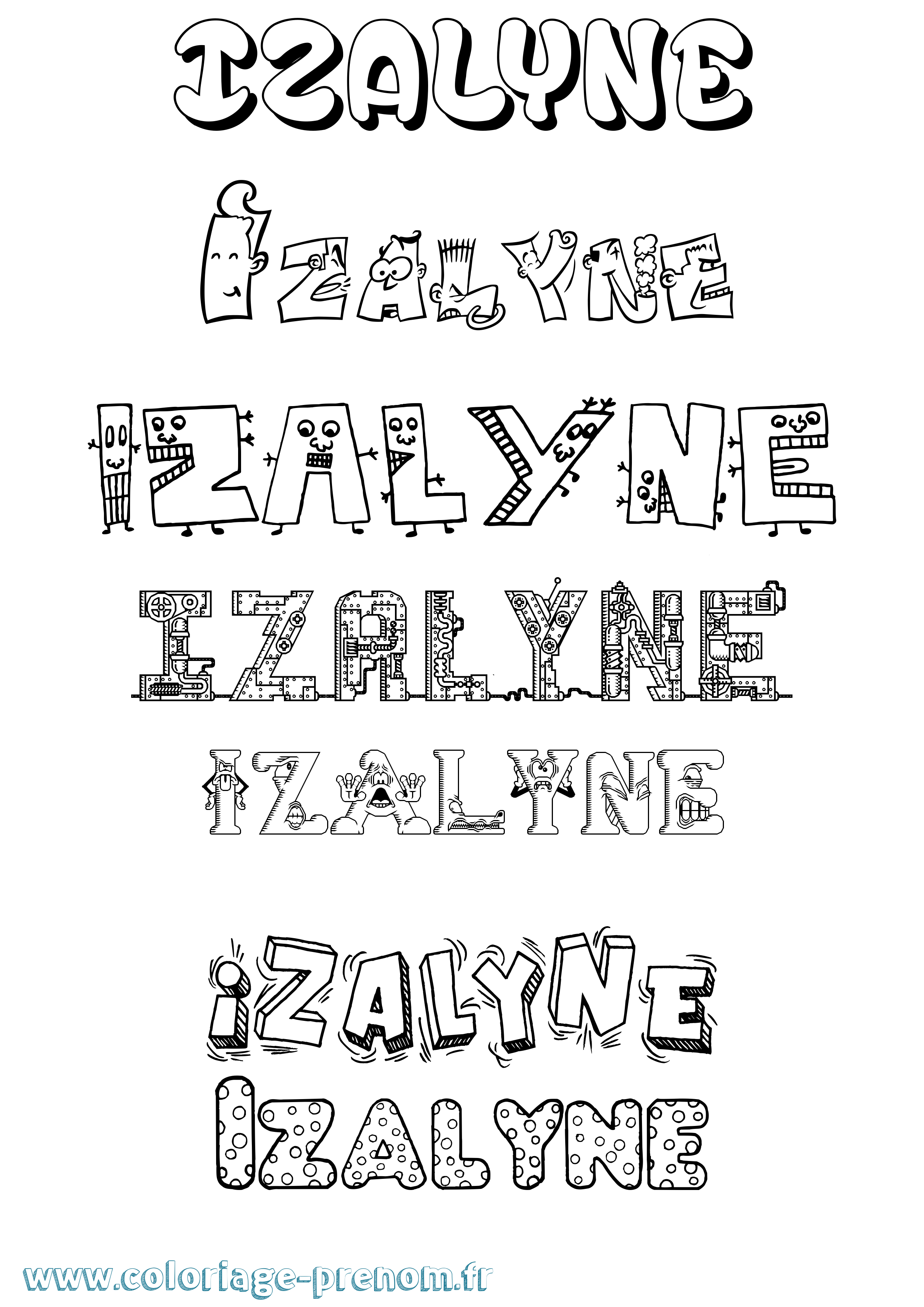 Coloriage Izalyne Fun Coloriage prénom Izalyne Fun