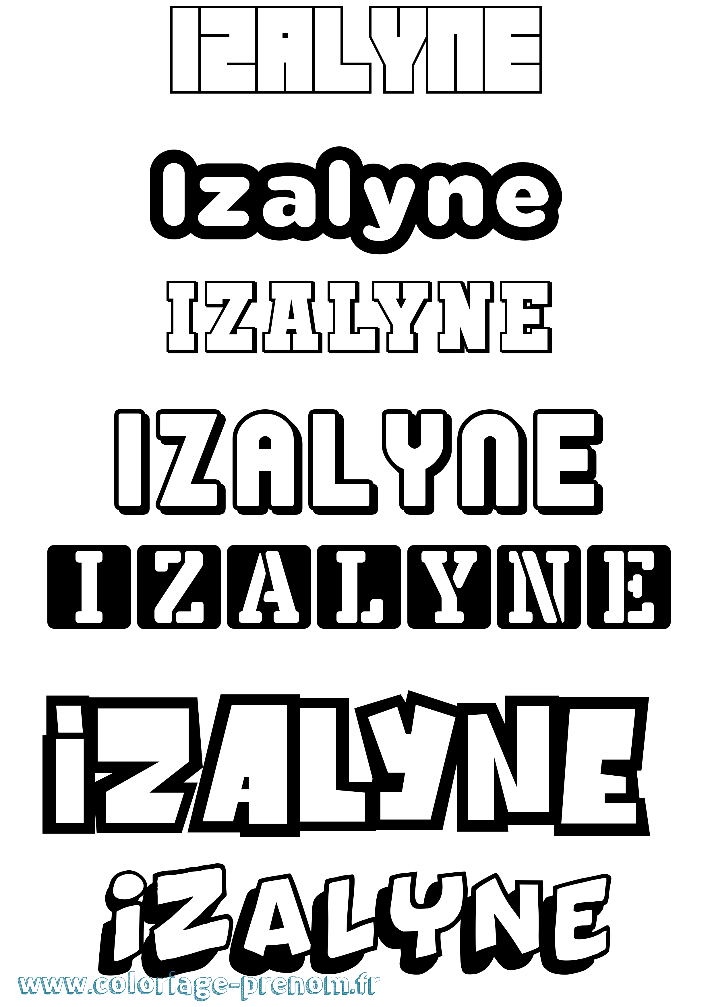 Coloriage Izalyne Simple Coloriage prénom Izalyne Simple