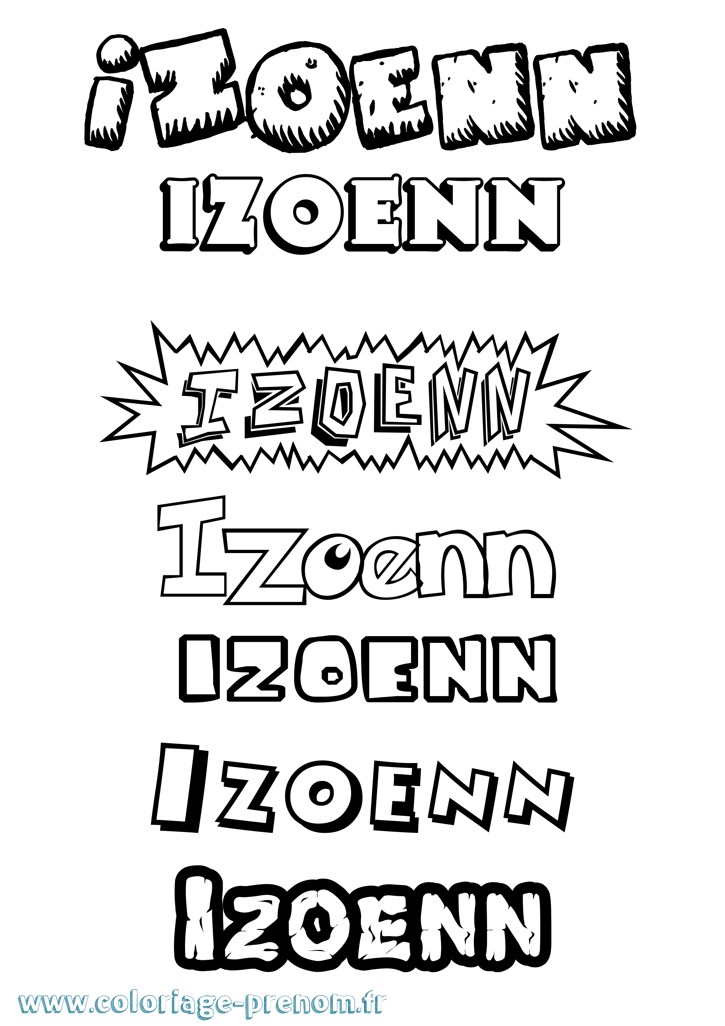 Coloriage Izoenn Dessin Animé Coloriage prénom Izoenn Dessin Animé