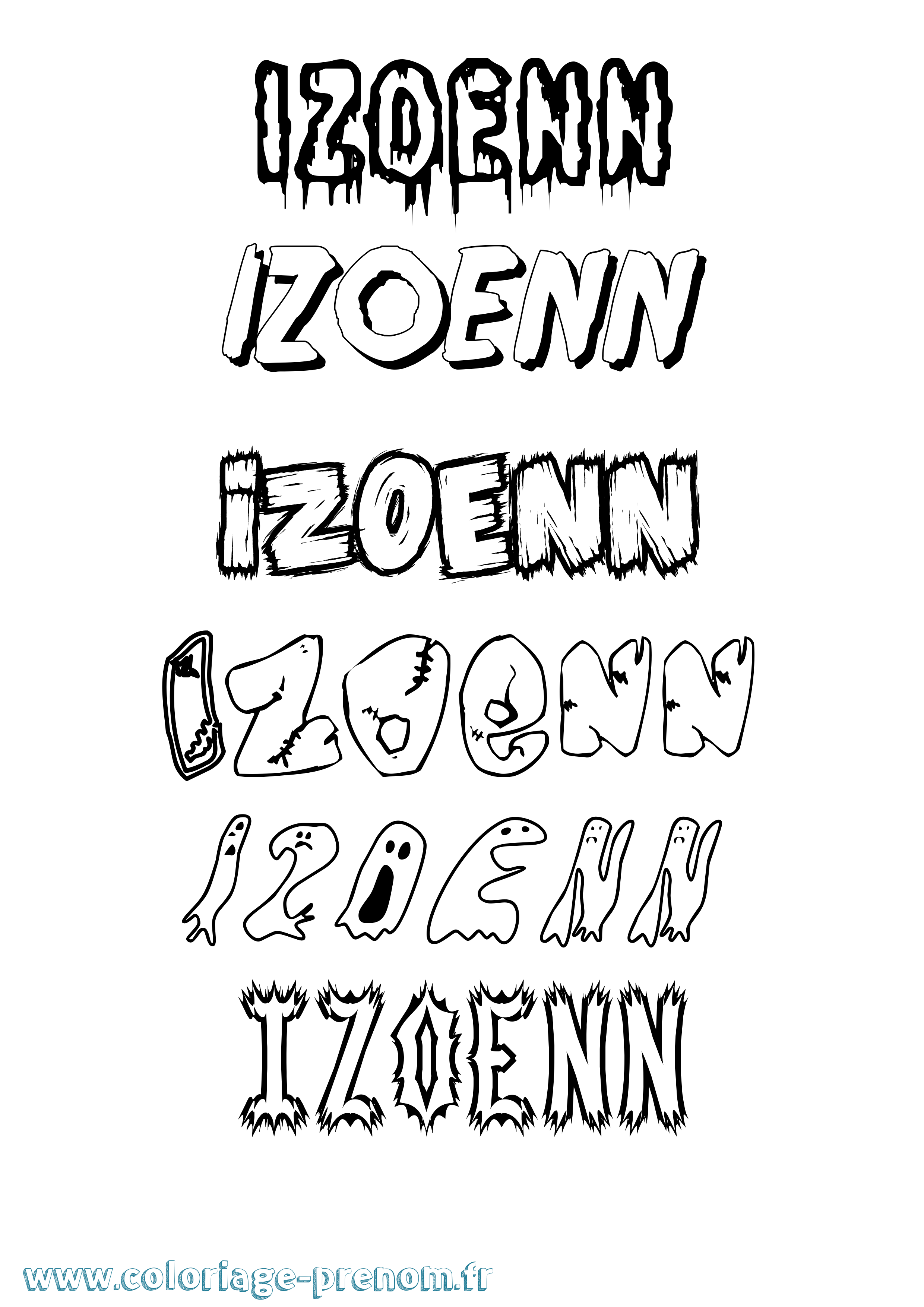 Coloriage Izoenn Frisson Coloriage prénom Izoenn Frisson