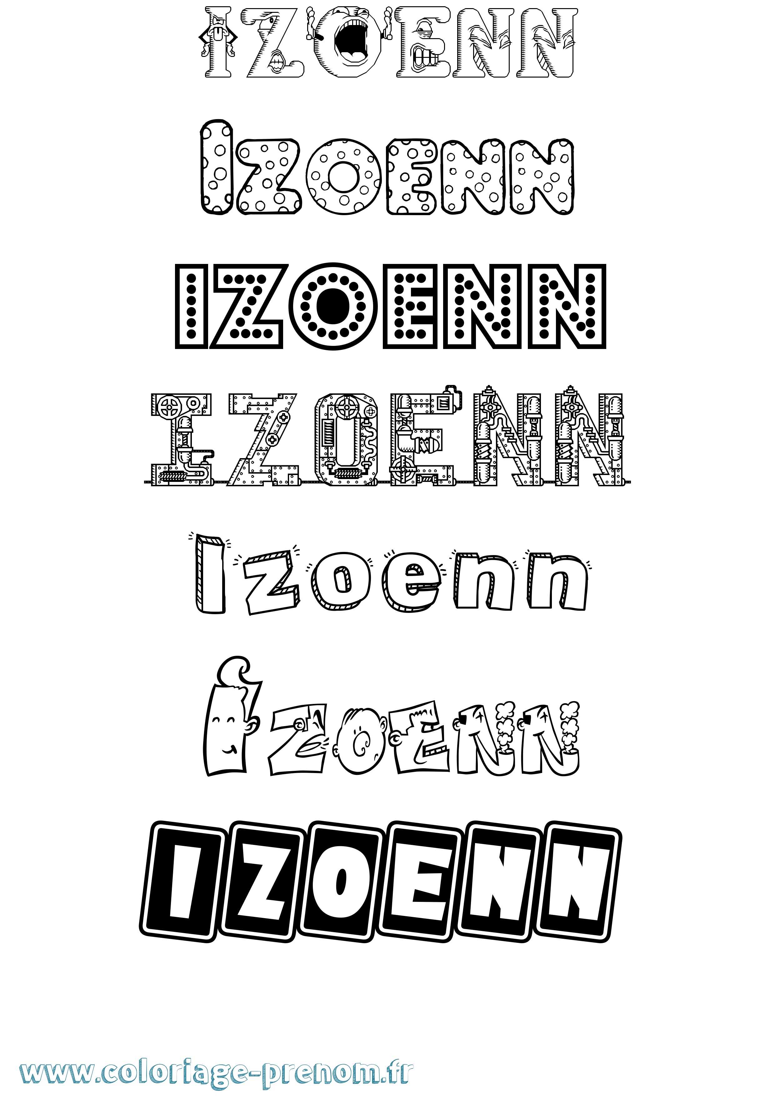 Coloriage Izoenn Fun Coloriage prénom Izoenn Fun