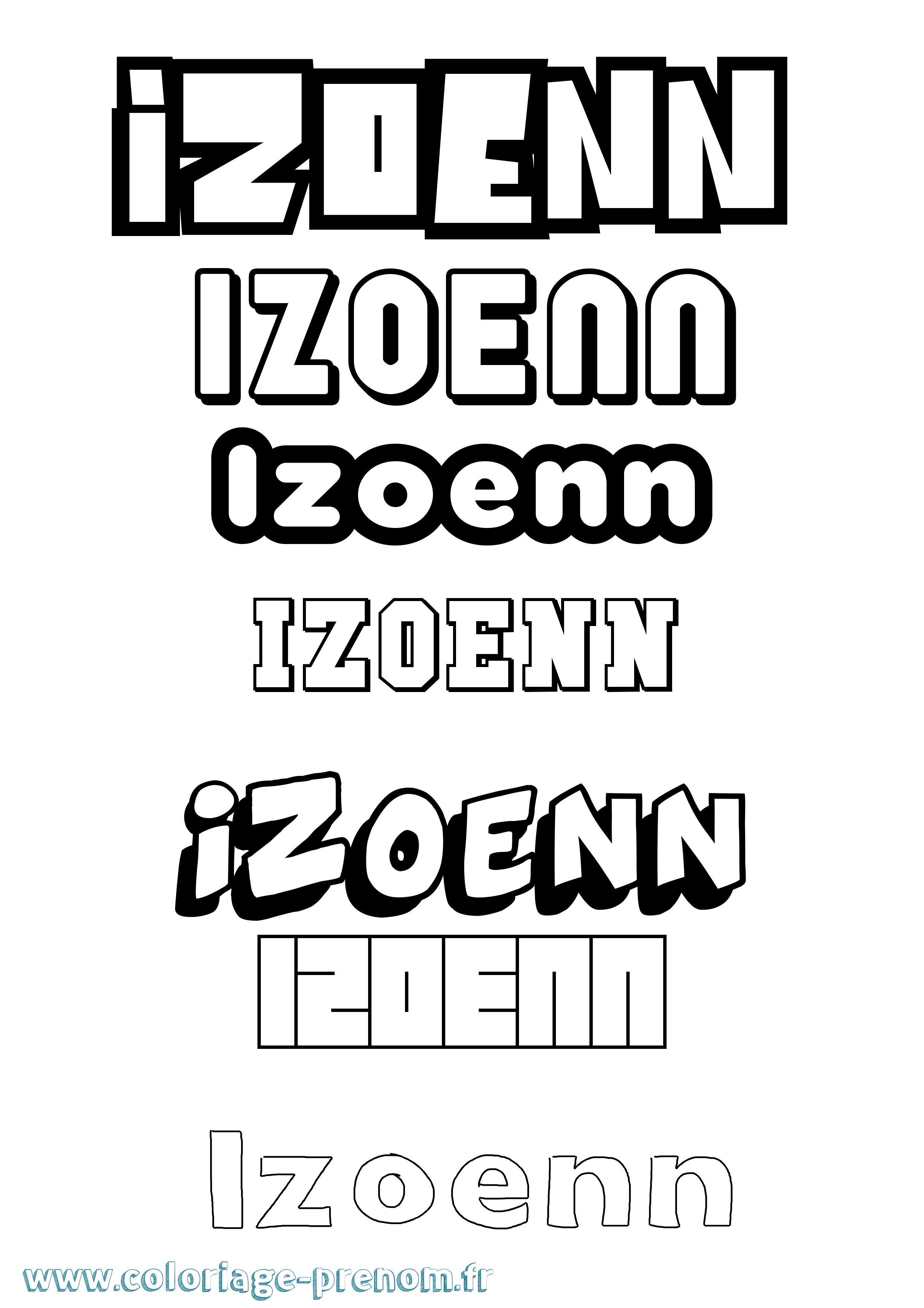 Coloriage Izoenn Simple Coloriage prénom Izoenn Simple