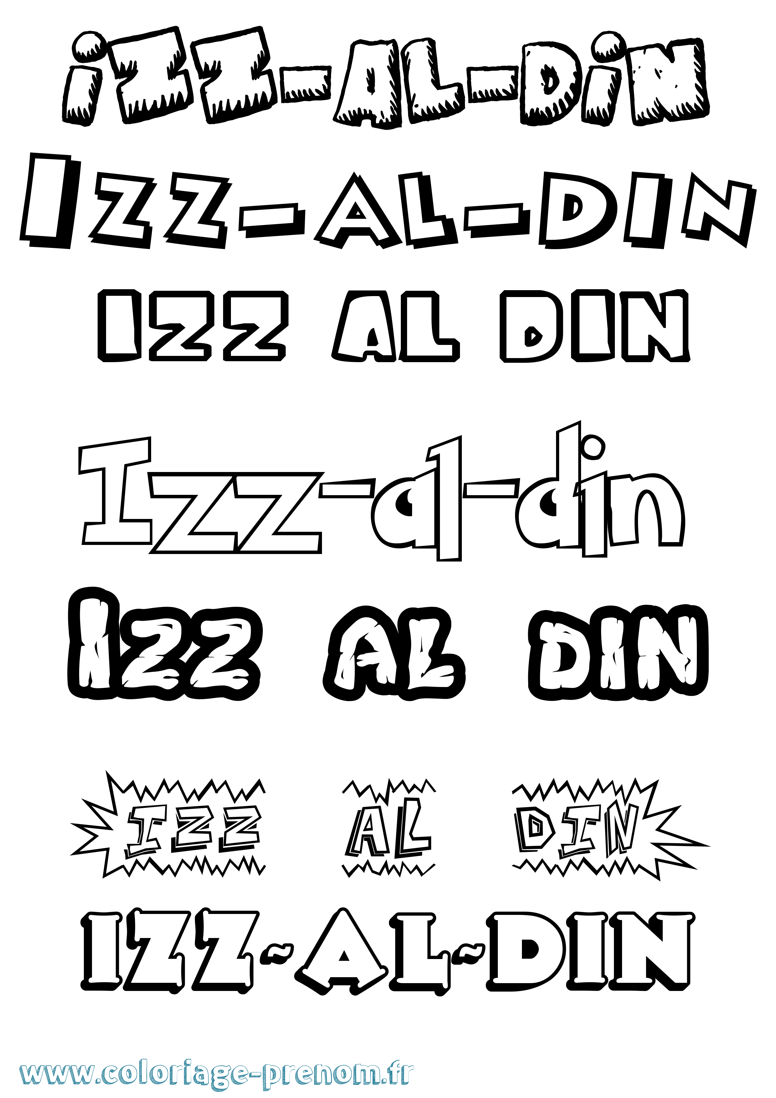 Coloriage Izz-Al-Din Dessin Animé Coloriage prénom Izz-Al-Din Dessin Animé