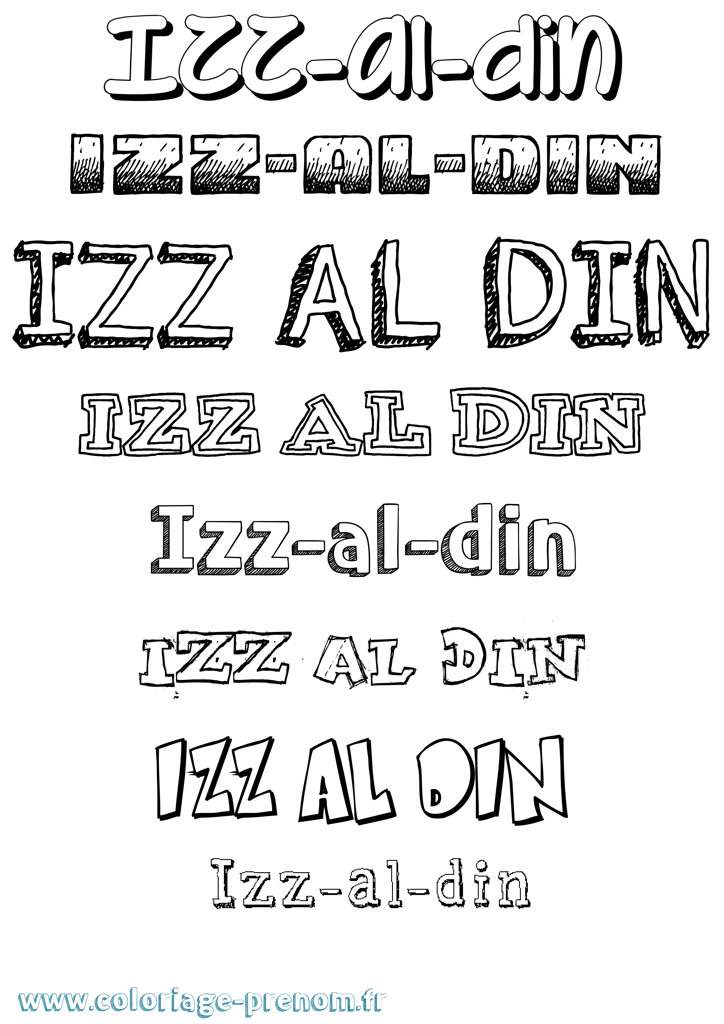 Coloriage Izz-Al-Din Dessiné Coloriage prénom Izz-Al-Din Dessiné