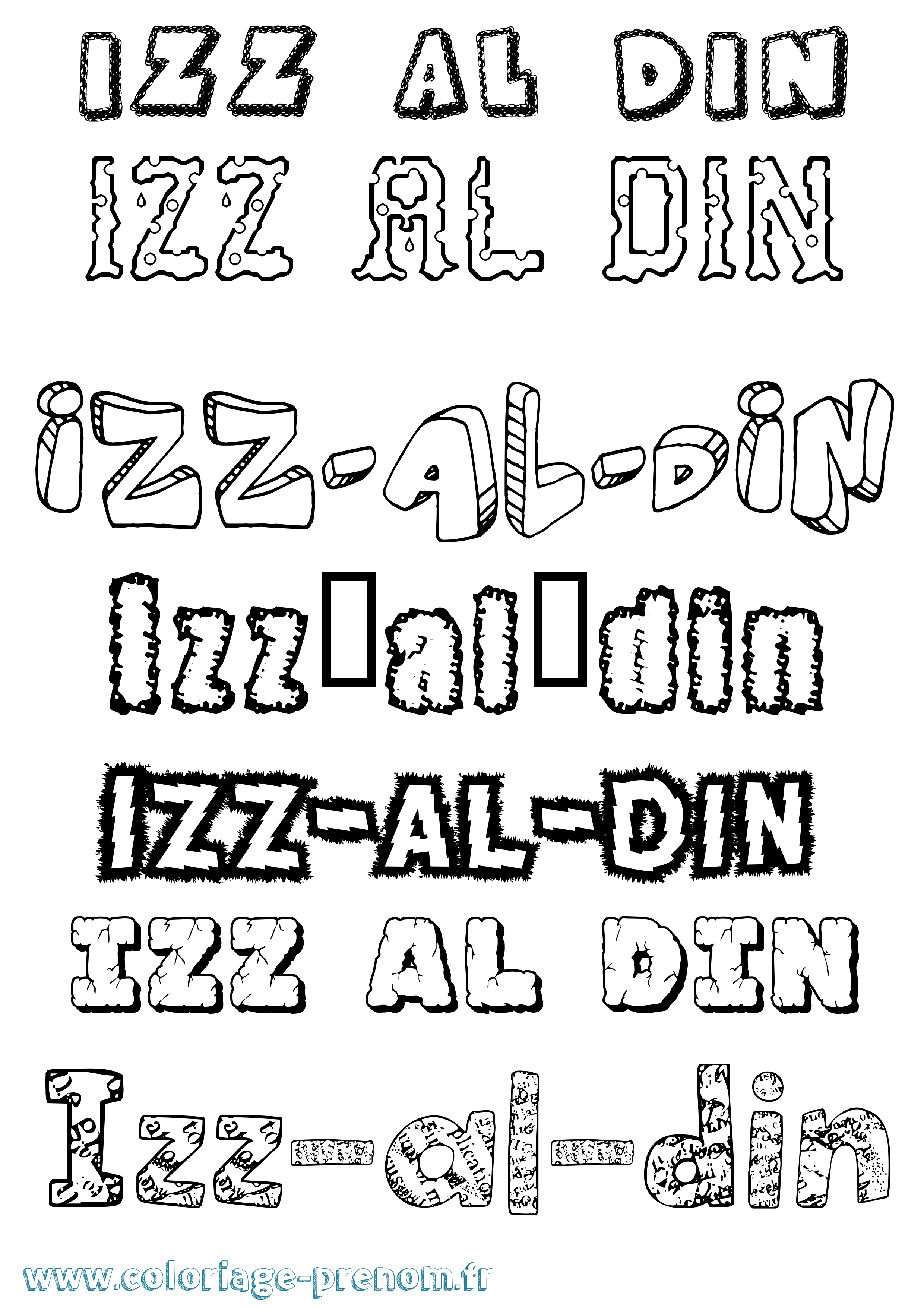 Coloriage Izz-Al-Din Destructuré Coloriage prénom Izz-Al-Din Destructuré