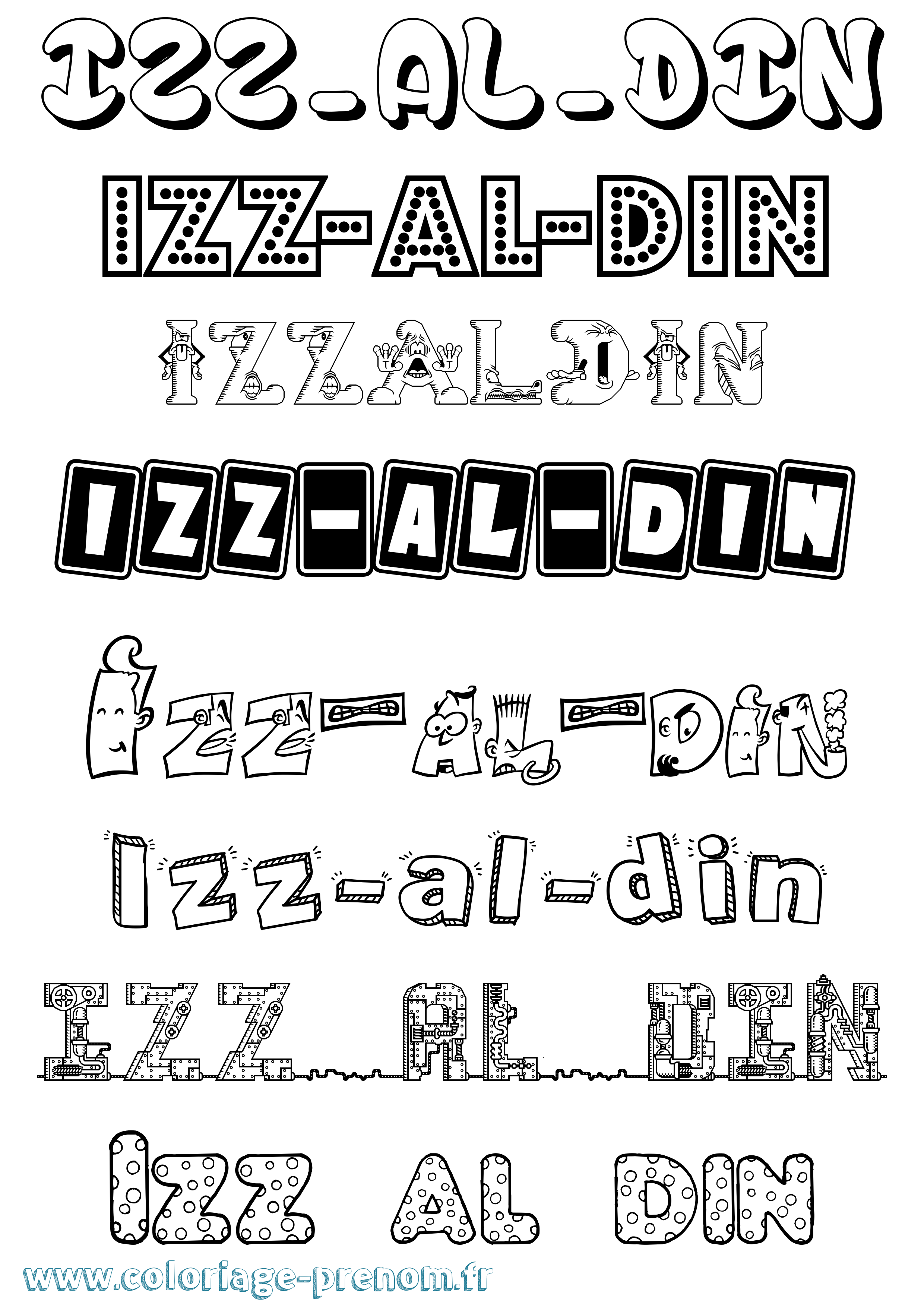 Coloriage Izz-Al-Din Fun Coloriage prénom Izz-Al-Din Fun
