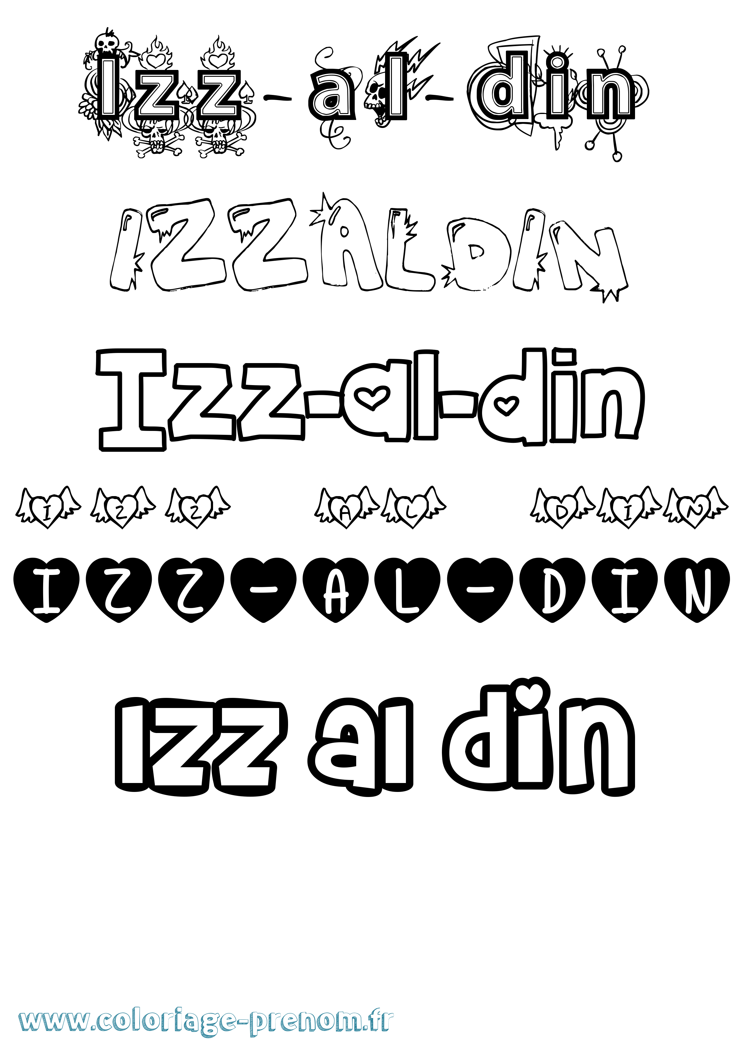 Coloriage Izz-Al-Din Girly Coloriage prénom Izz-Al-Din Girly