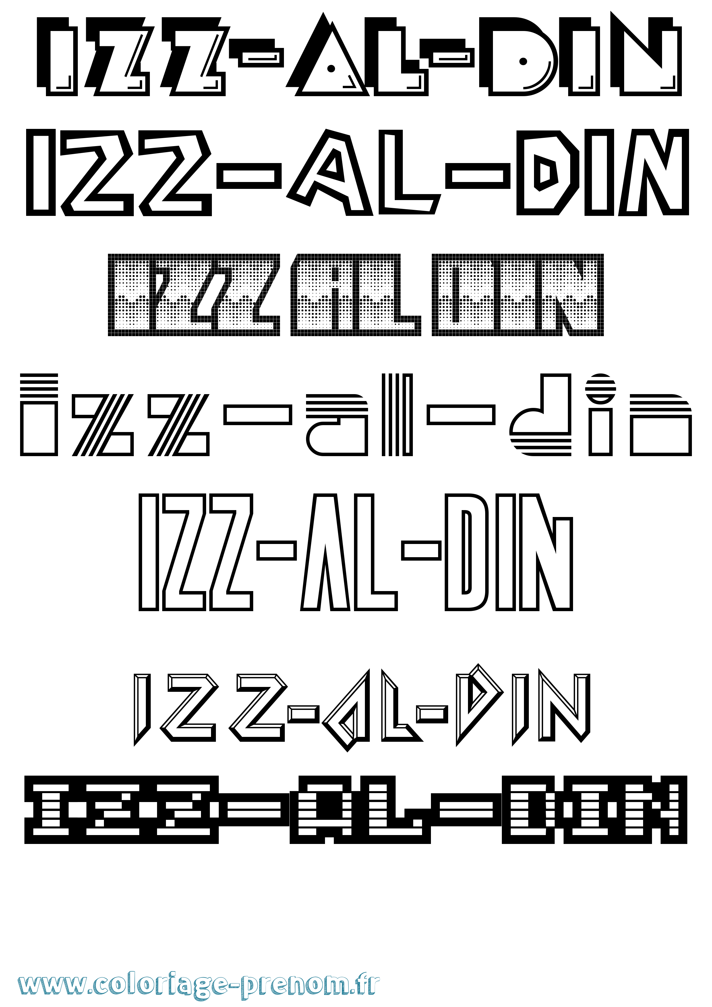 Coloriage Izz-Al-Din Jeux Vidéos Coloriage prénom Izz-Al-Din Jeux Vidéos