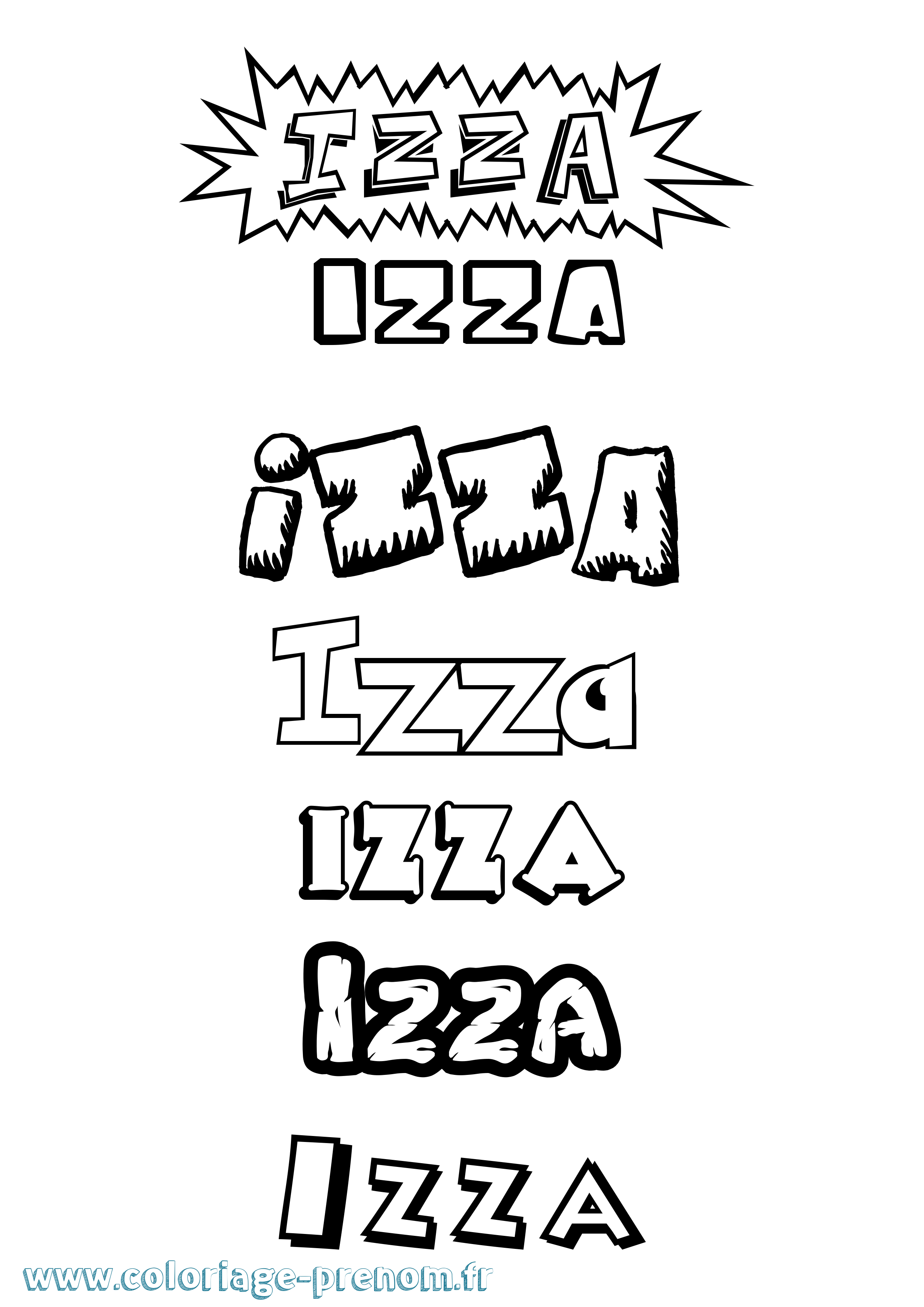 Coloriage Izza Dessin Animé Coloriage prénom Izza Dessin Animé