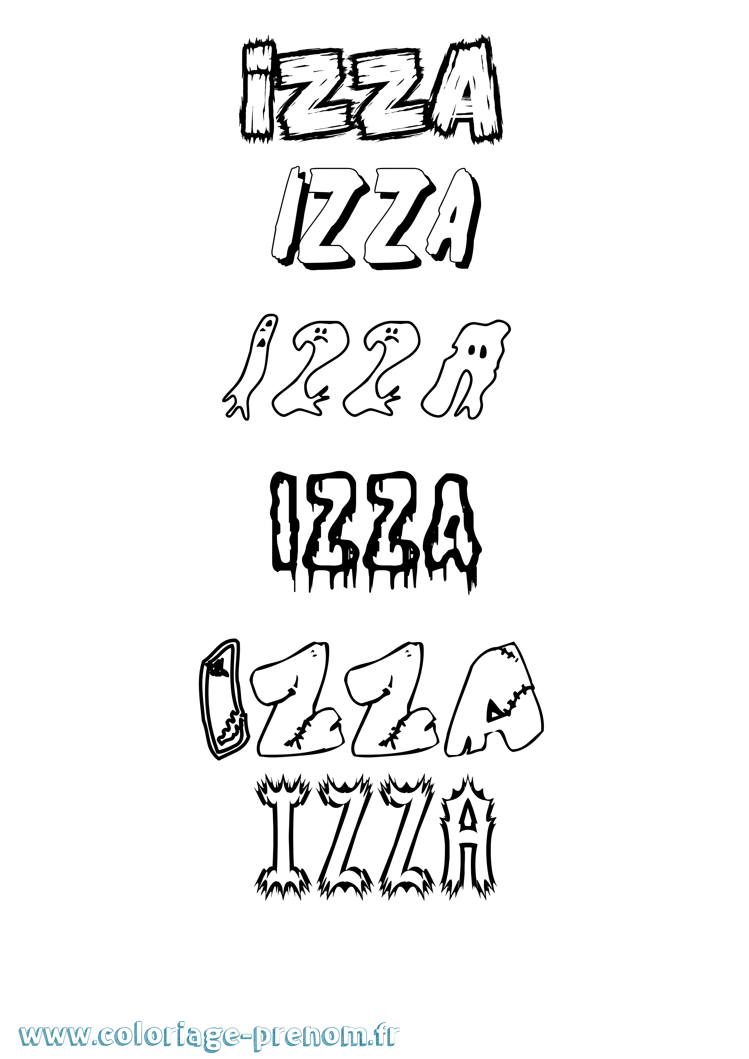 Coloriage Izza Frisson Coloriage prénom Izza Frisson