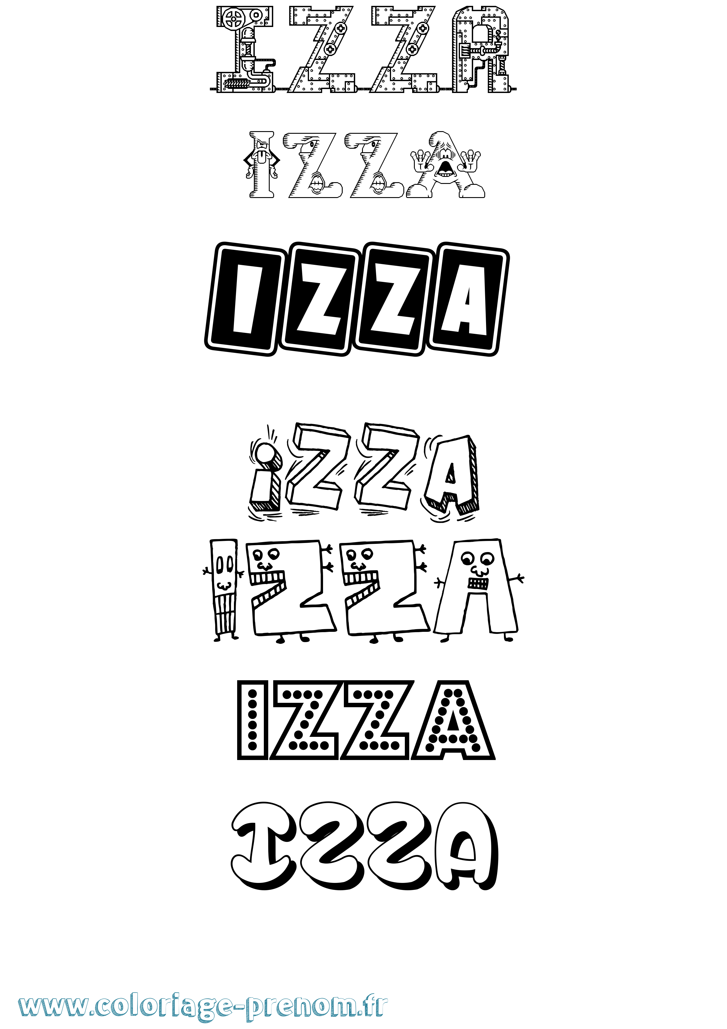 Coloriage Izza Fun Coloriage prénom Izza Fun