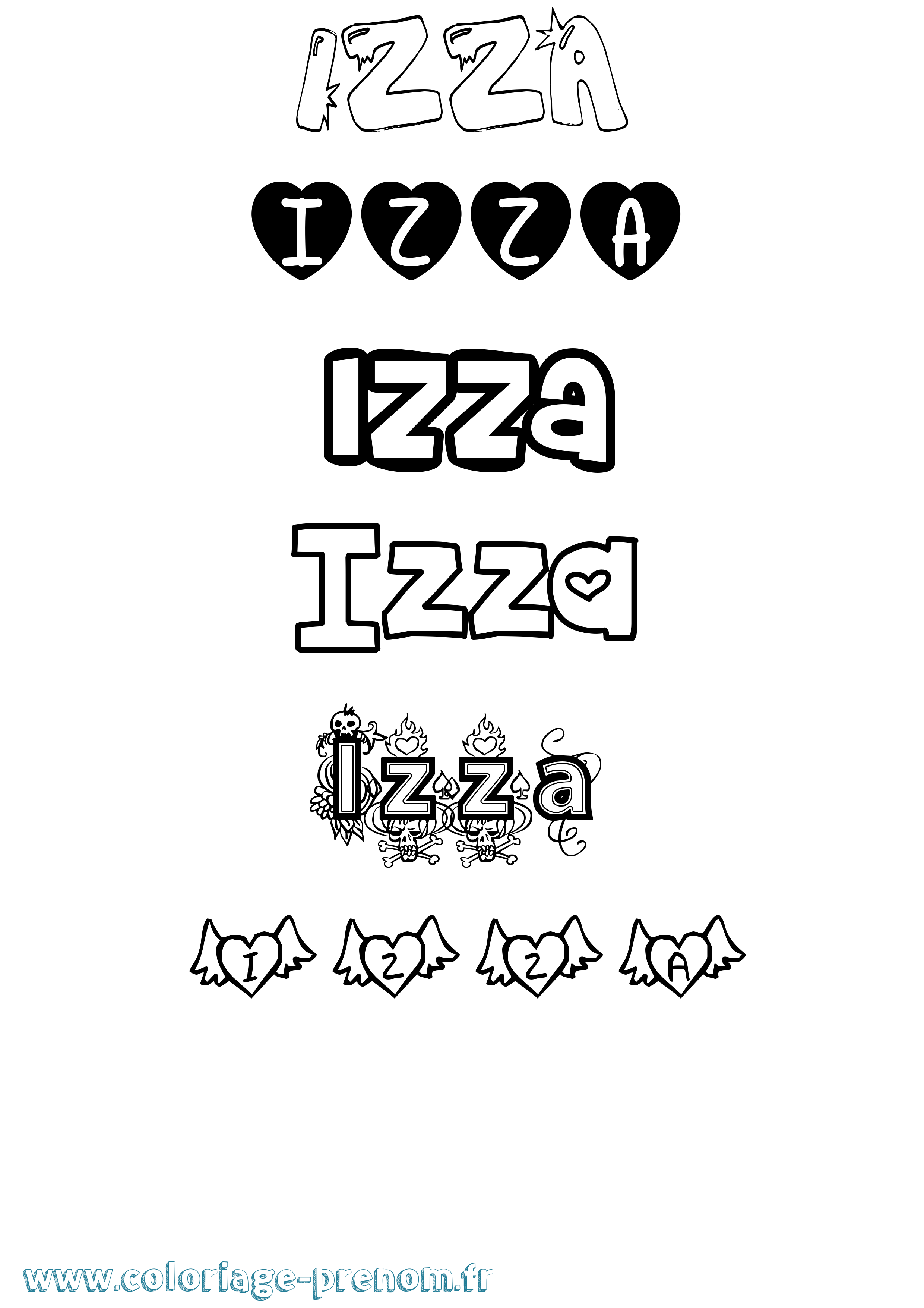 Coloriage Izza Girly Coloriage prénom Izza Girly