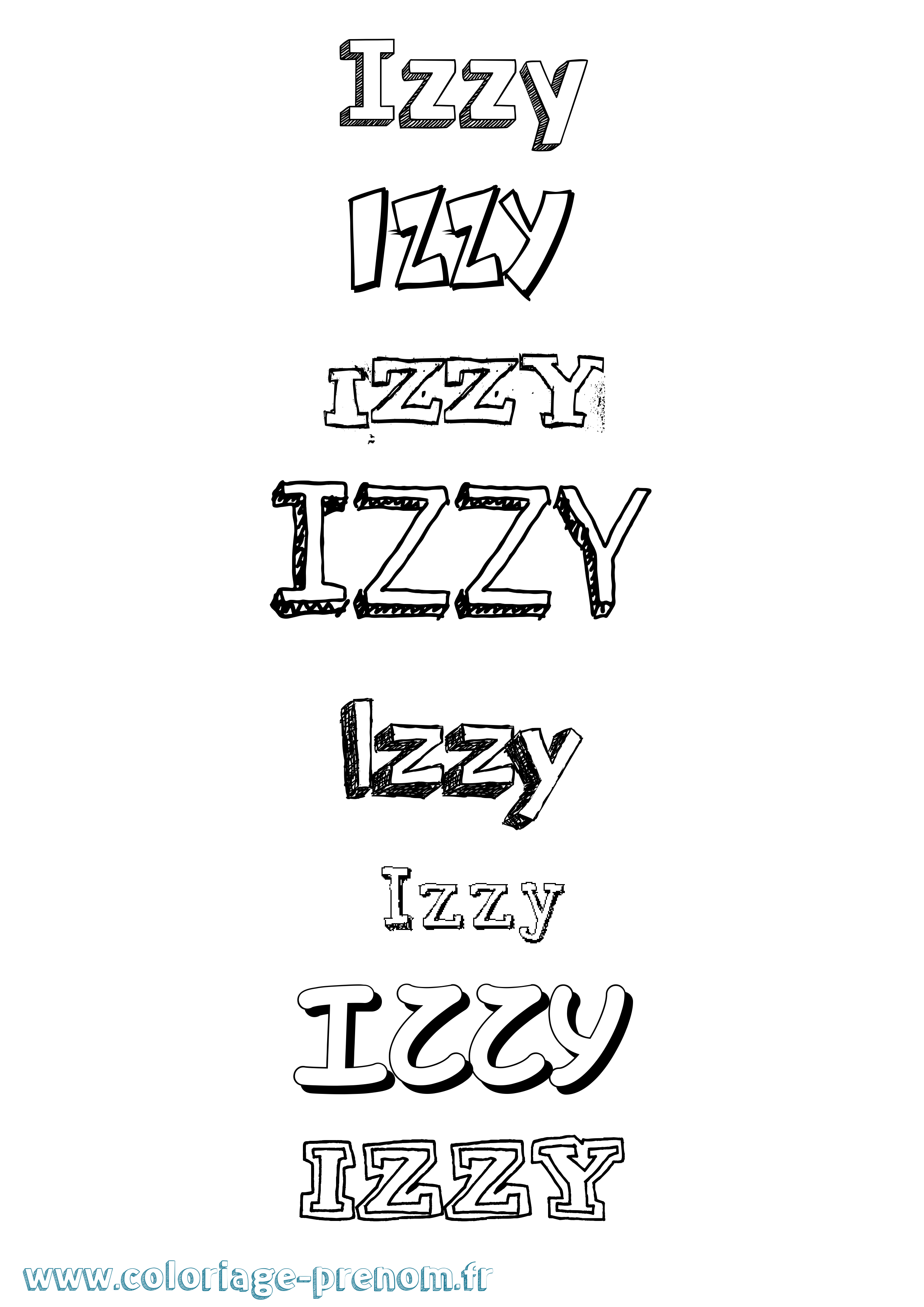 Coloriage Izzy Dessiné Coloriage prénom Izzy Dessiné