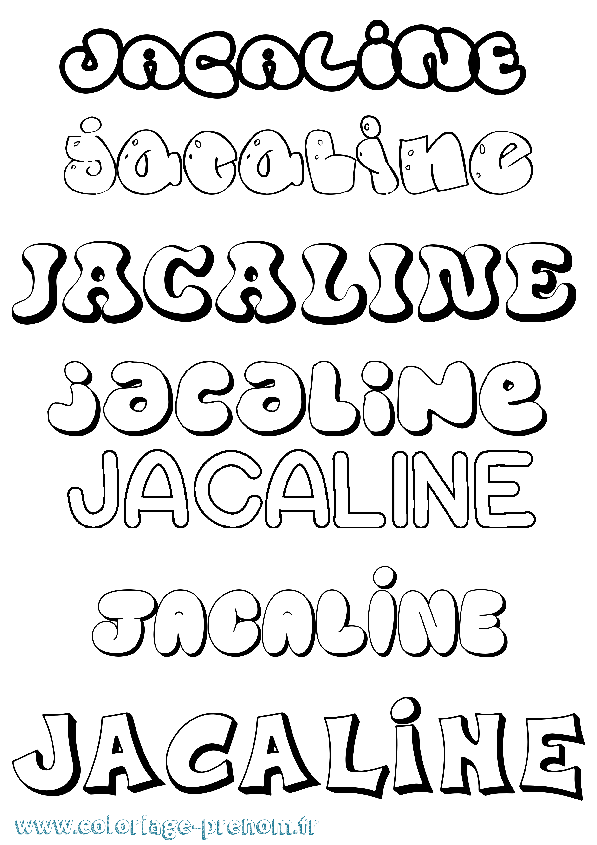 Coloriage Jacaline Bubble Coloriage prénom Jacaline Bubble
