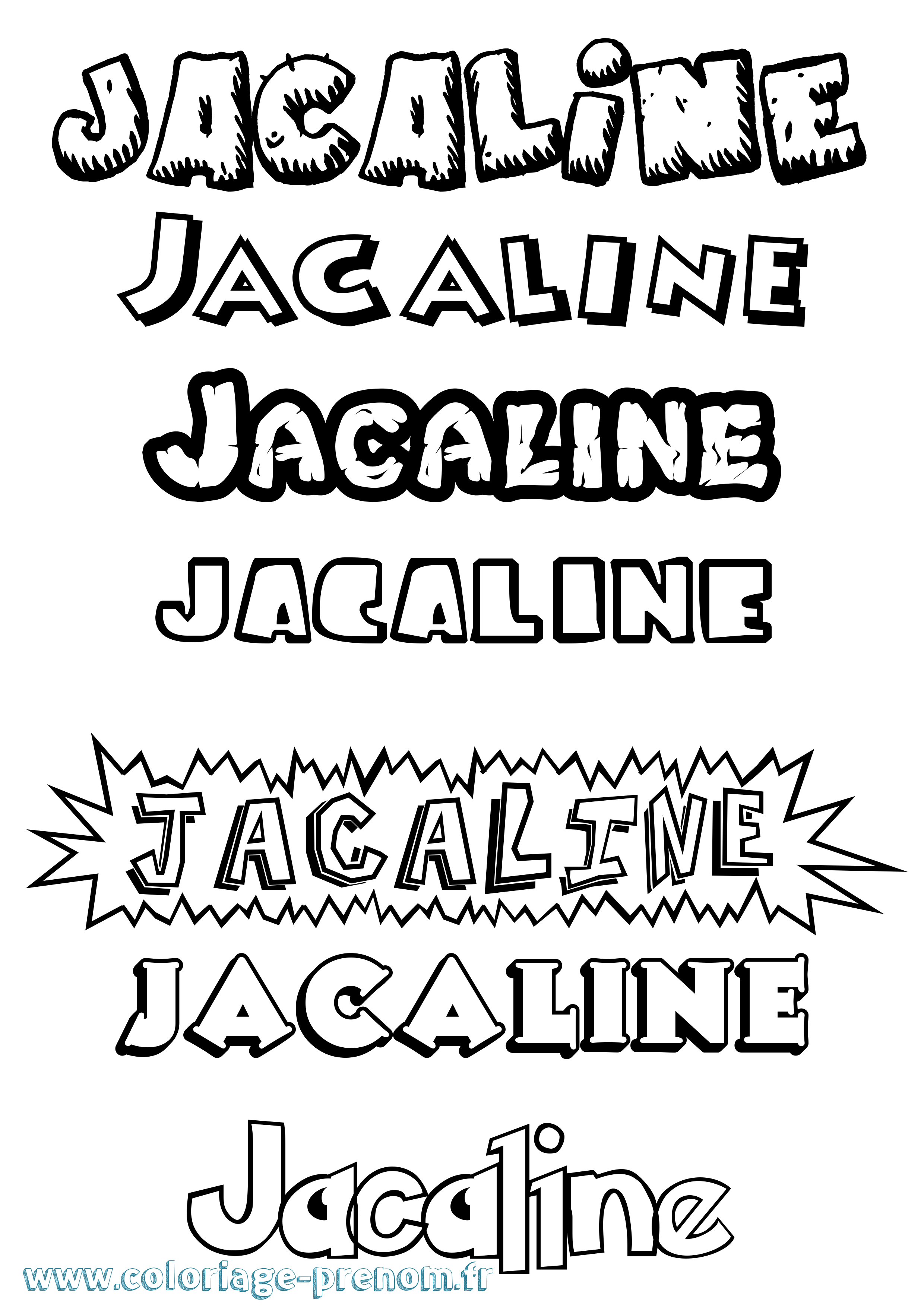 Coloriage Jacaline Dessin Animé Coloriage prénom Jacaline Dessin Animé