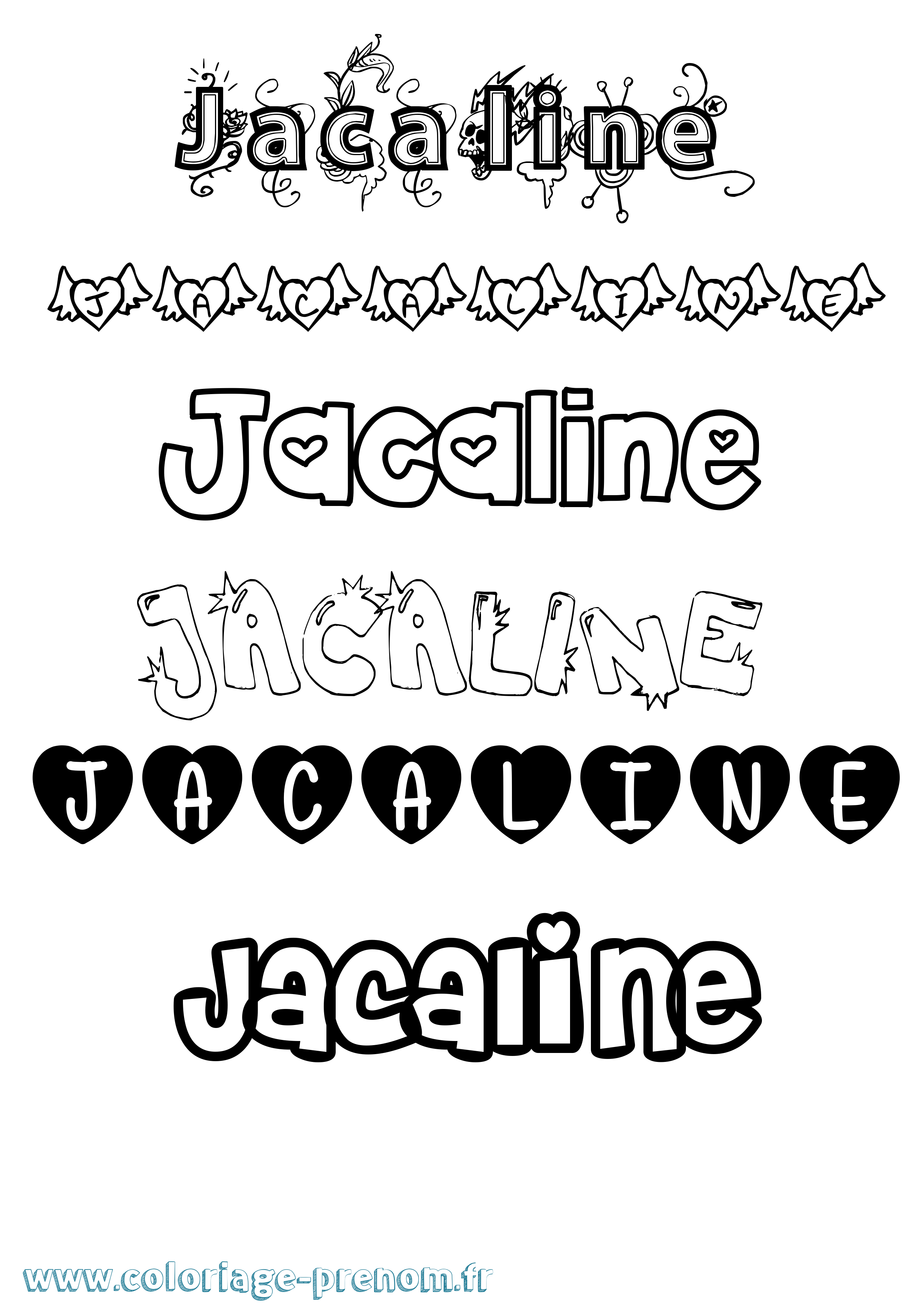 Coloriage Jacaline Girly Coloriage prénom Jacaline Girly