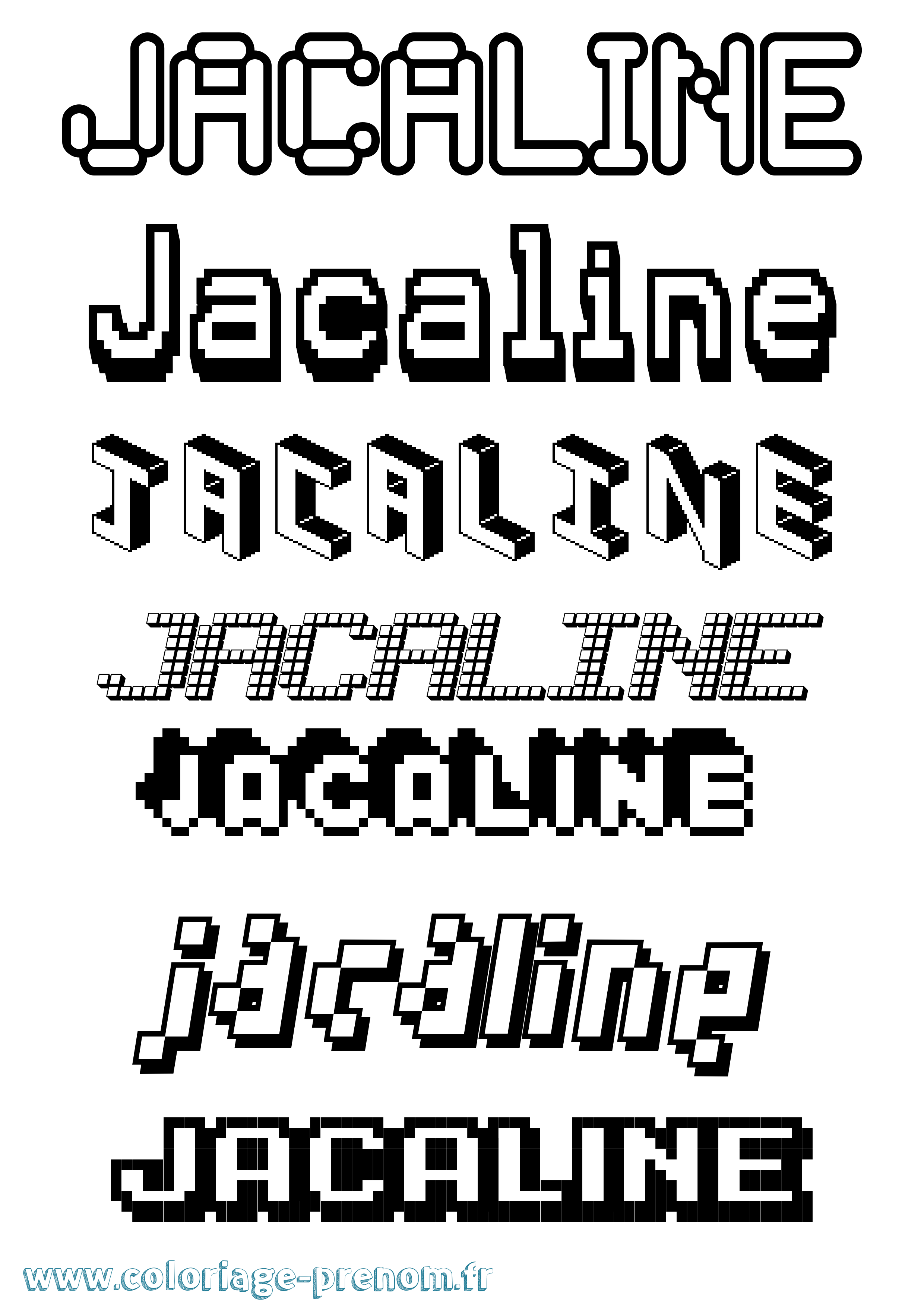 Coloriage Jacaline Pixel Coloriage prénom Jacaline Pixel