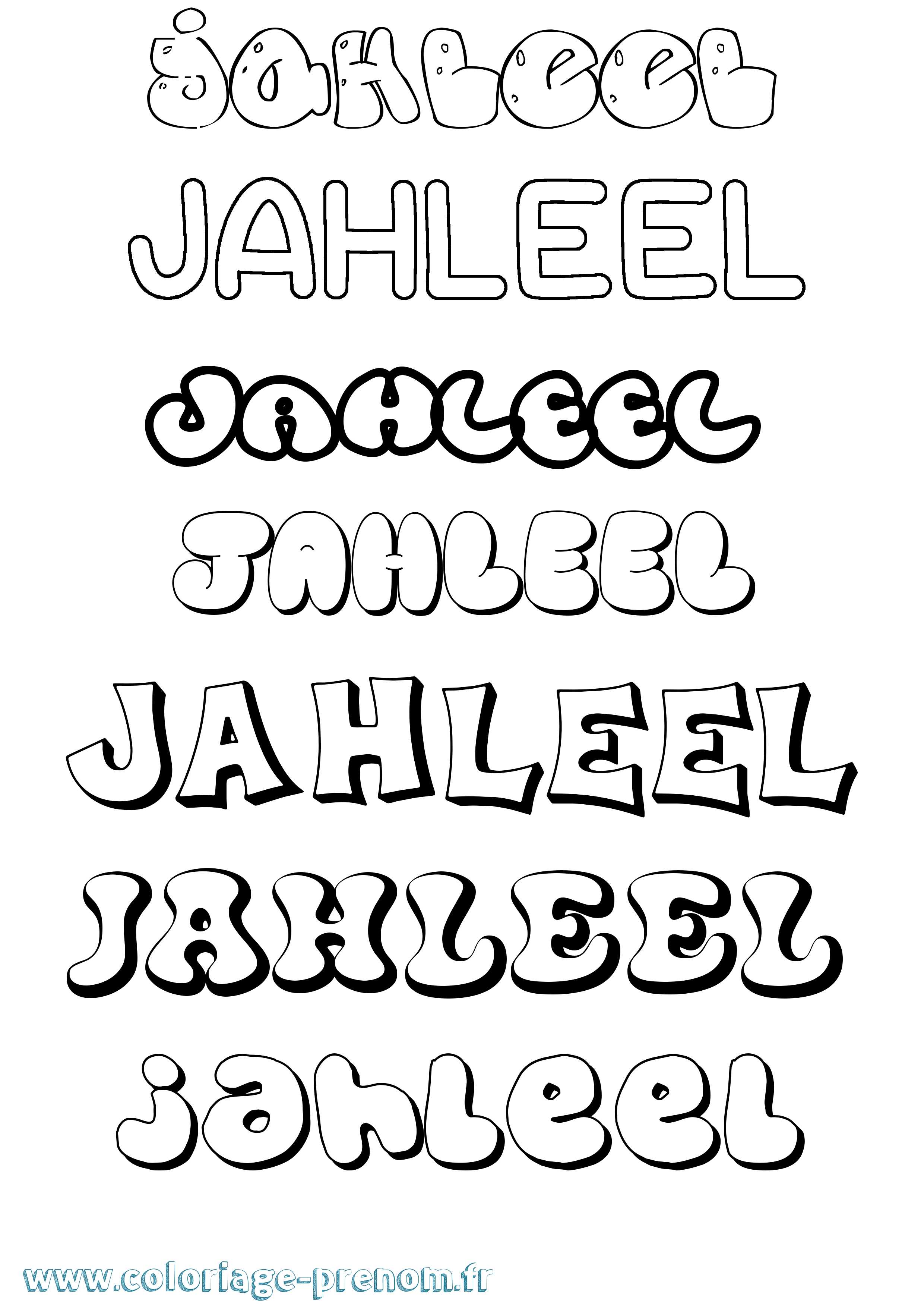 Coloriage Jahleel Bubble Coloriage prénom Jahleel Bubble