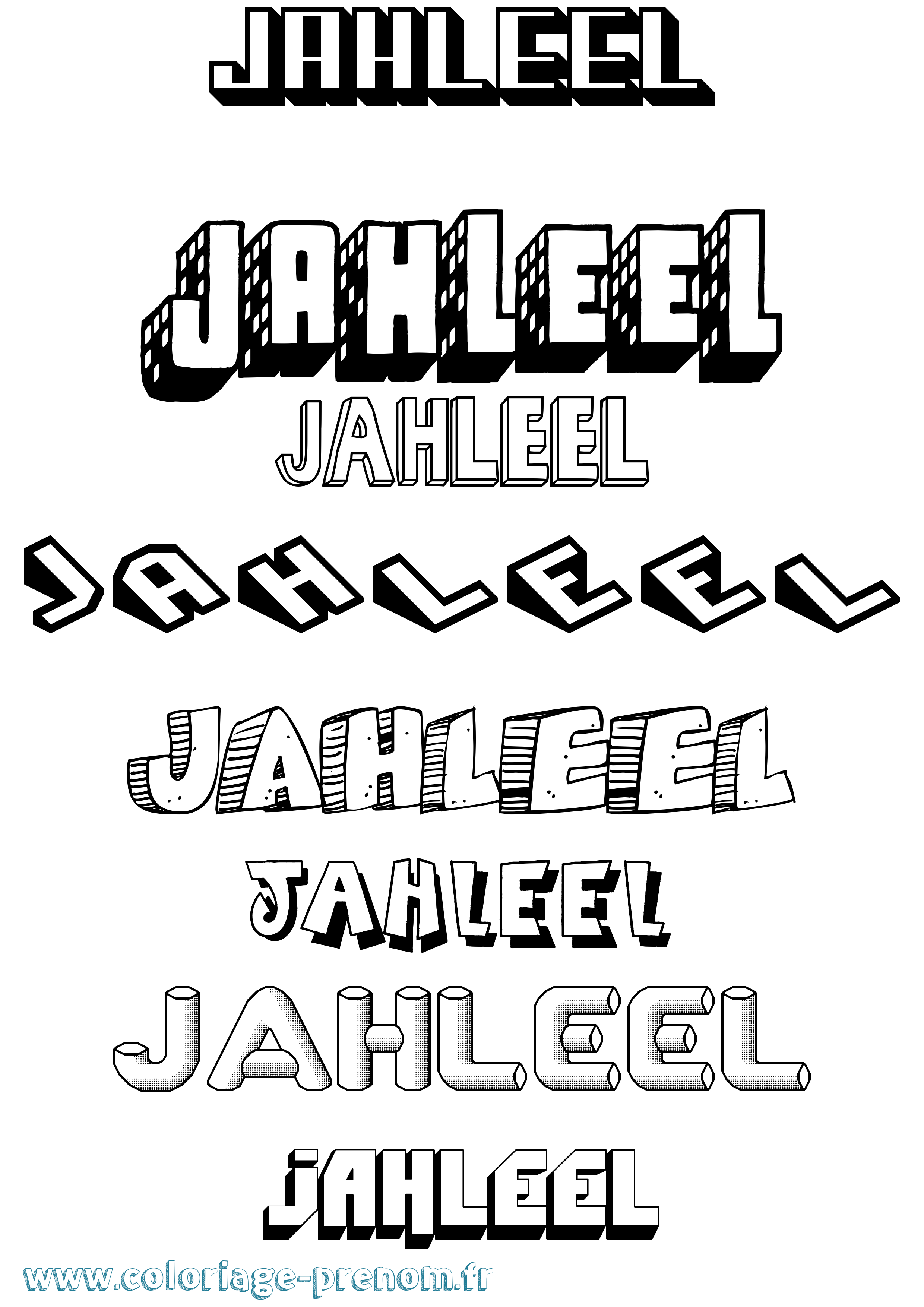 Coloriage Jahleel Effet 3D Coloriage prénom Jahleel Effet 3D