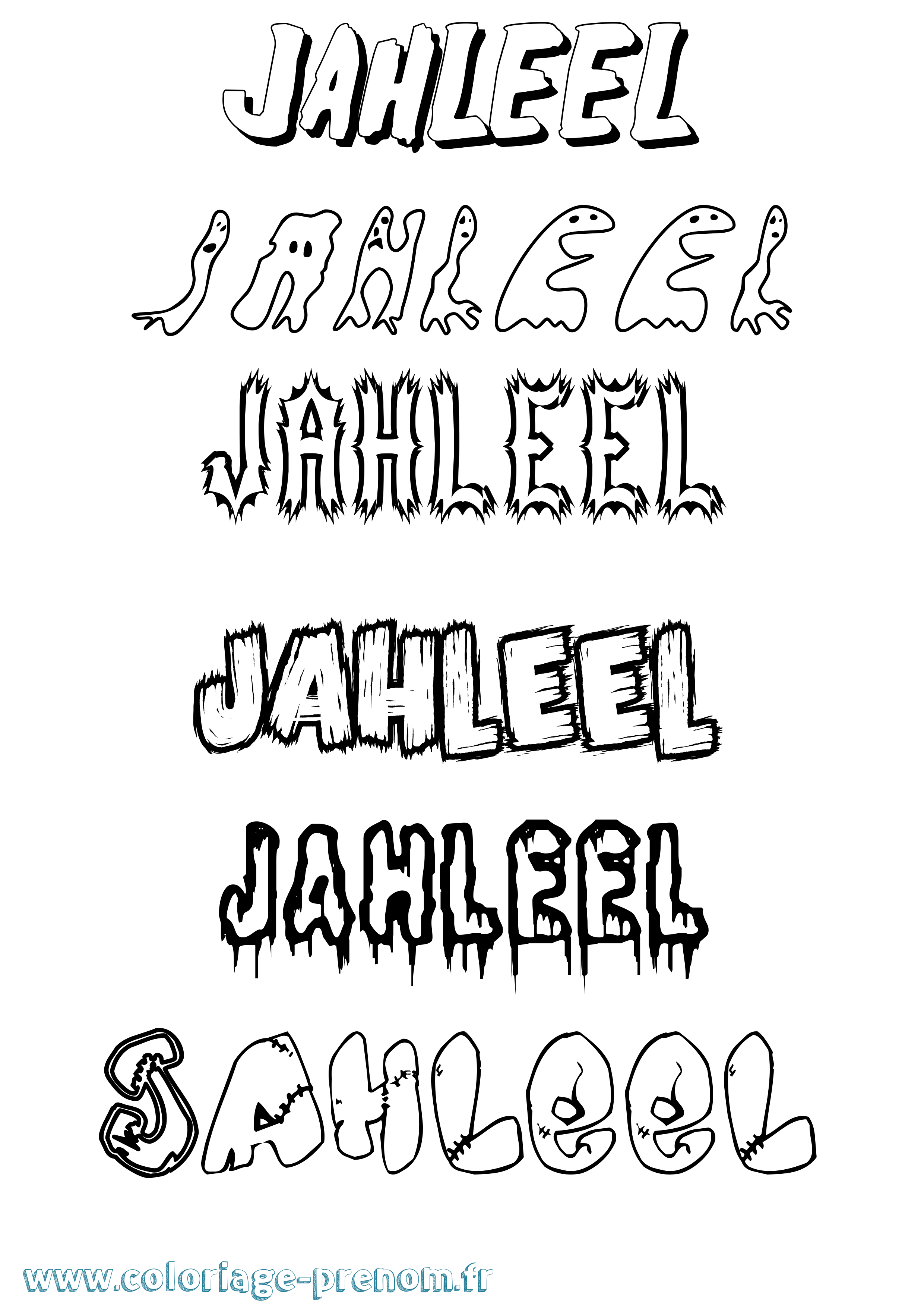 Coloriage Jahleel Frisson Coloriage prénom Jahleel Frisson