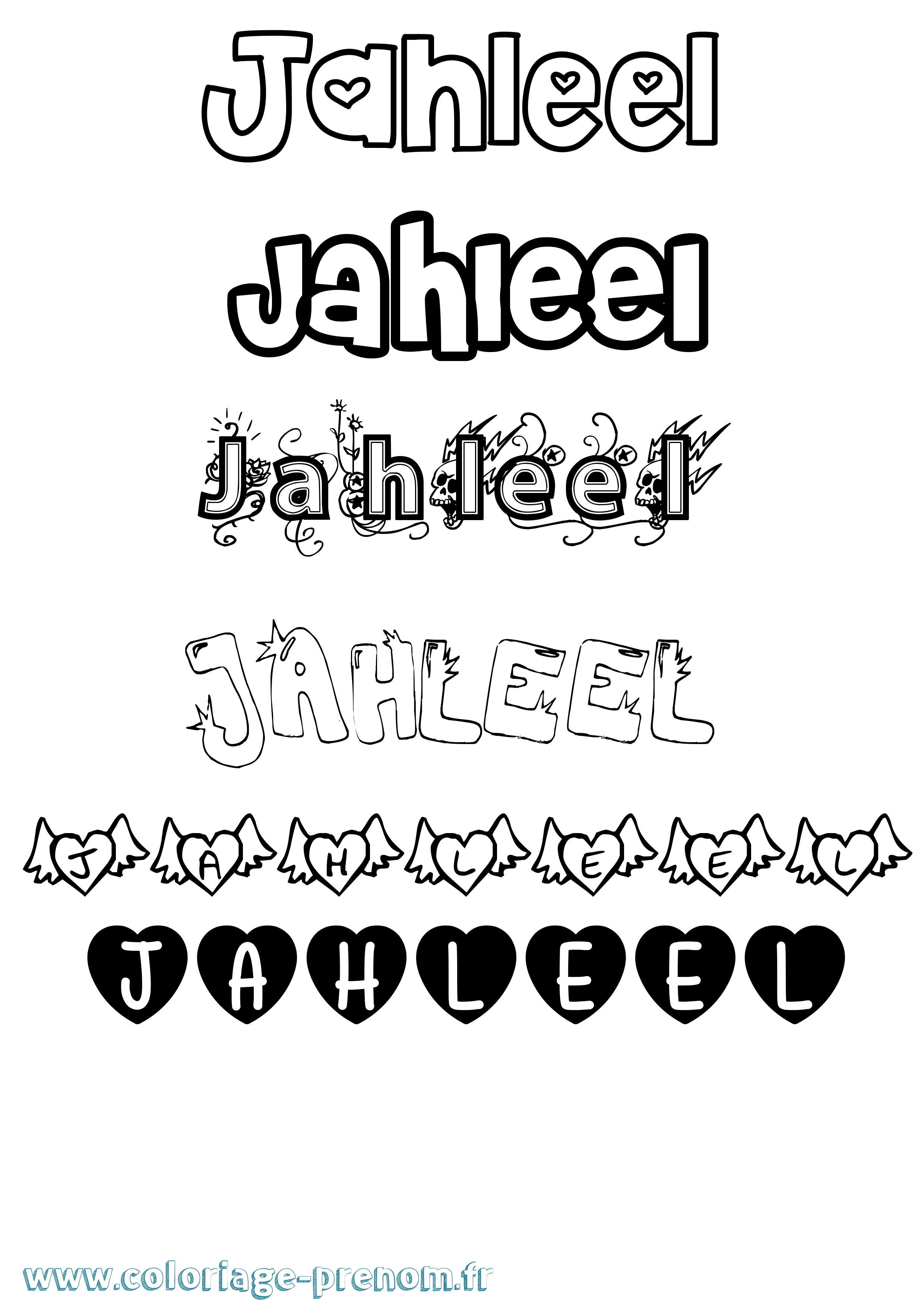 Coloriage Jahleel Girly Coloriage prénom Jahleel Girly