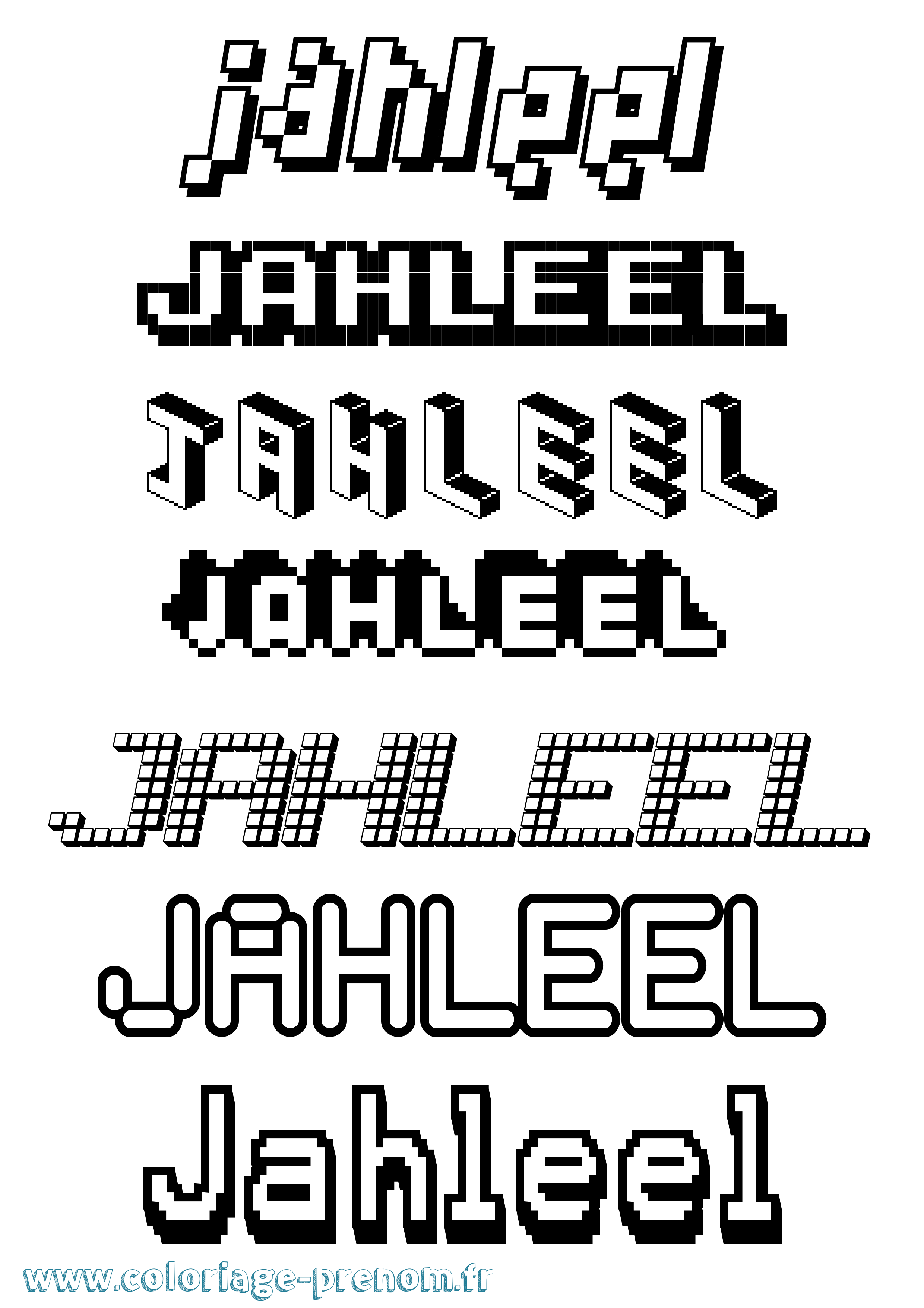 Coloriage Jahleel Pixel Coloriage prénom Jahleel Pixel