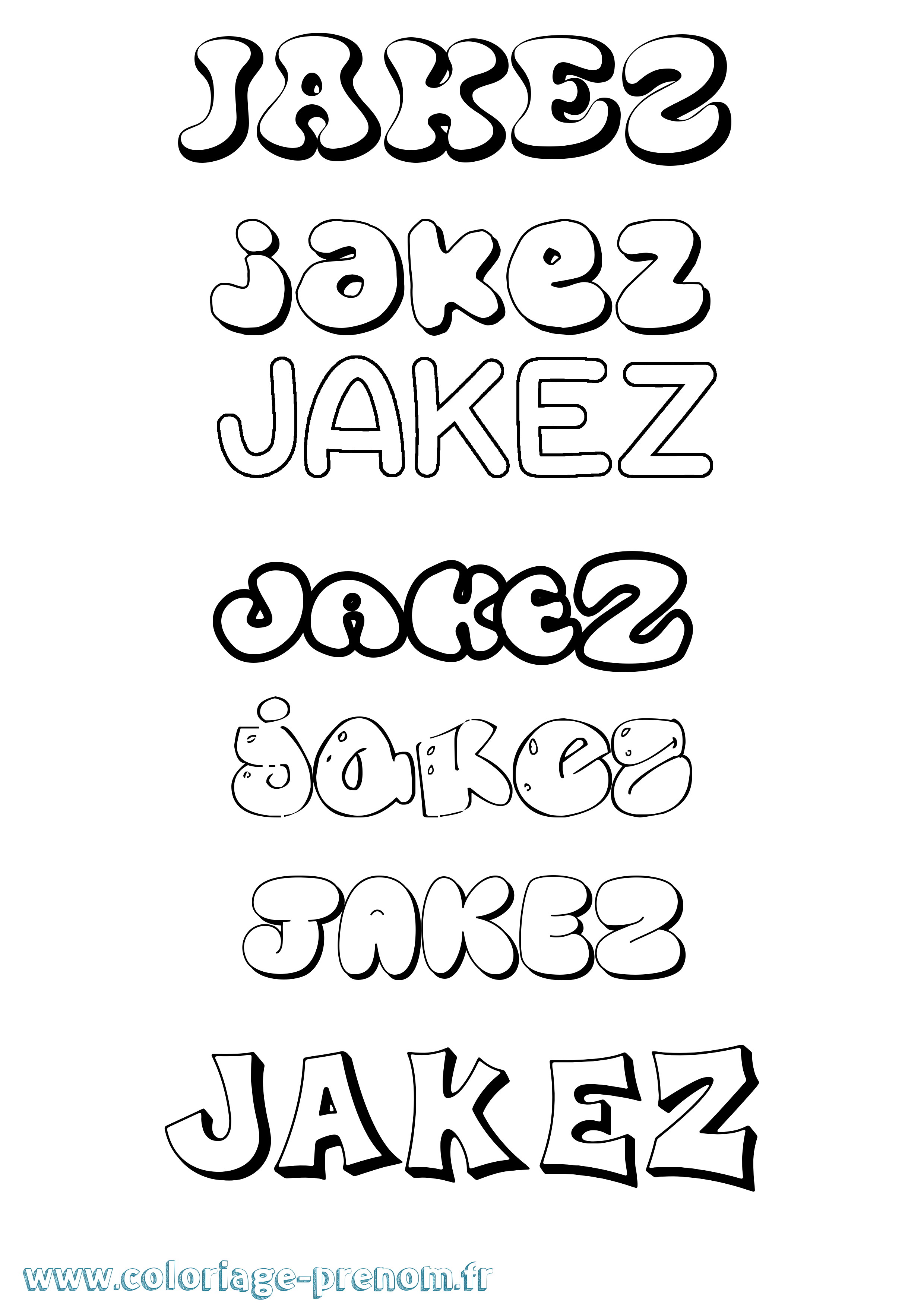 Coloriage Jakez Bubble Coloriage prénom Jakez Bubble
