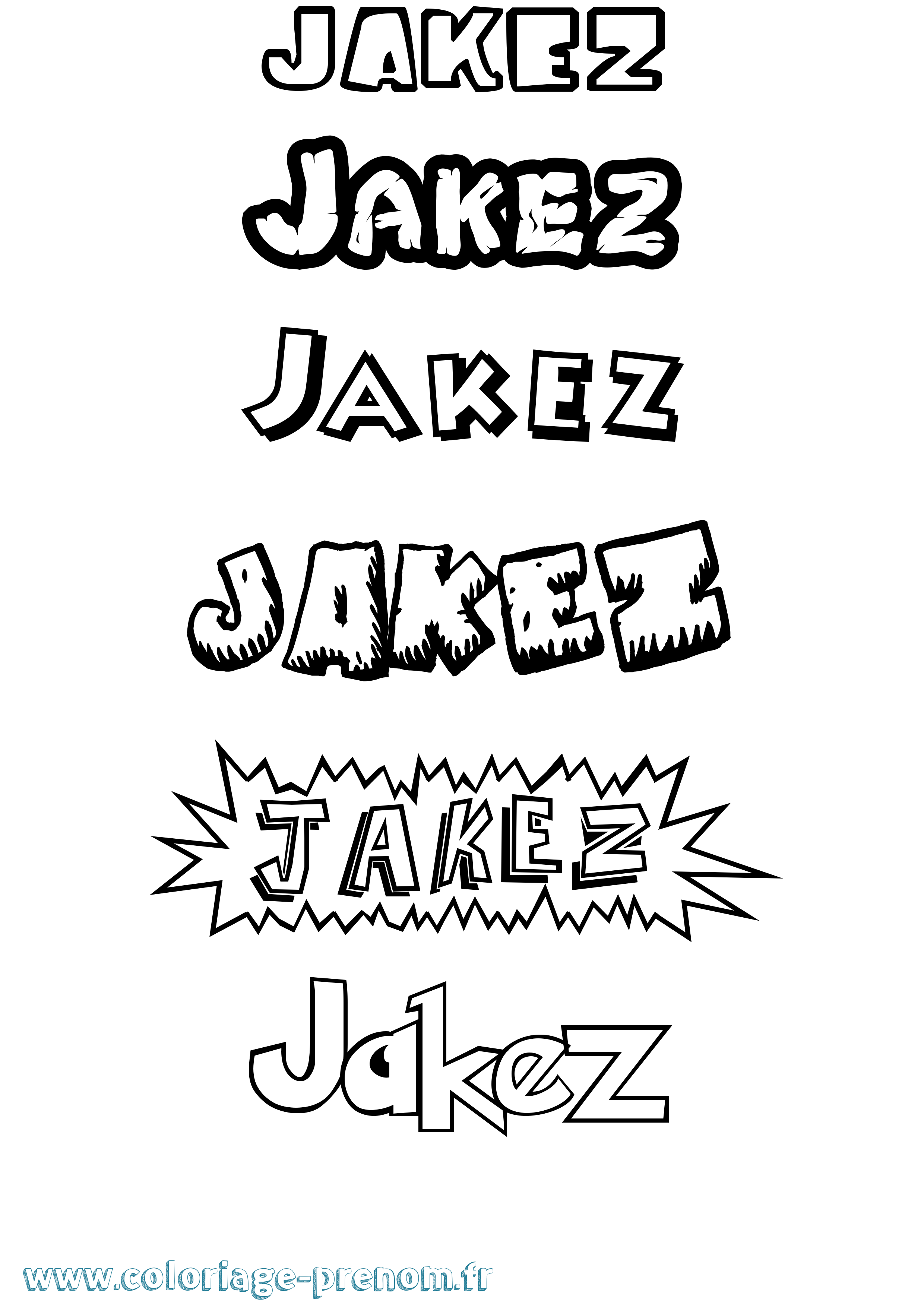 Coloriage Jakez Dessin Animé Coloriage prénom Jakez Dessin Animé