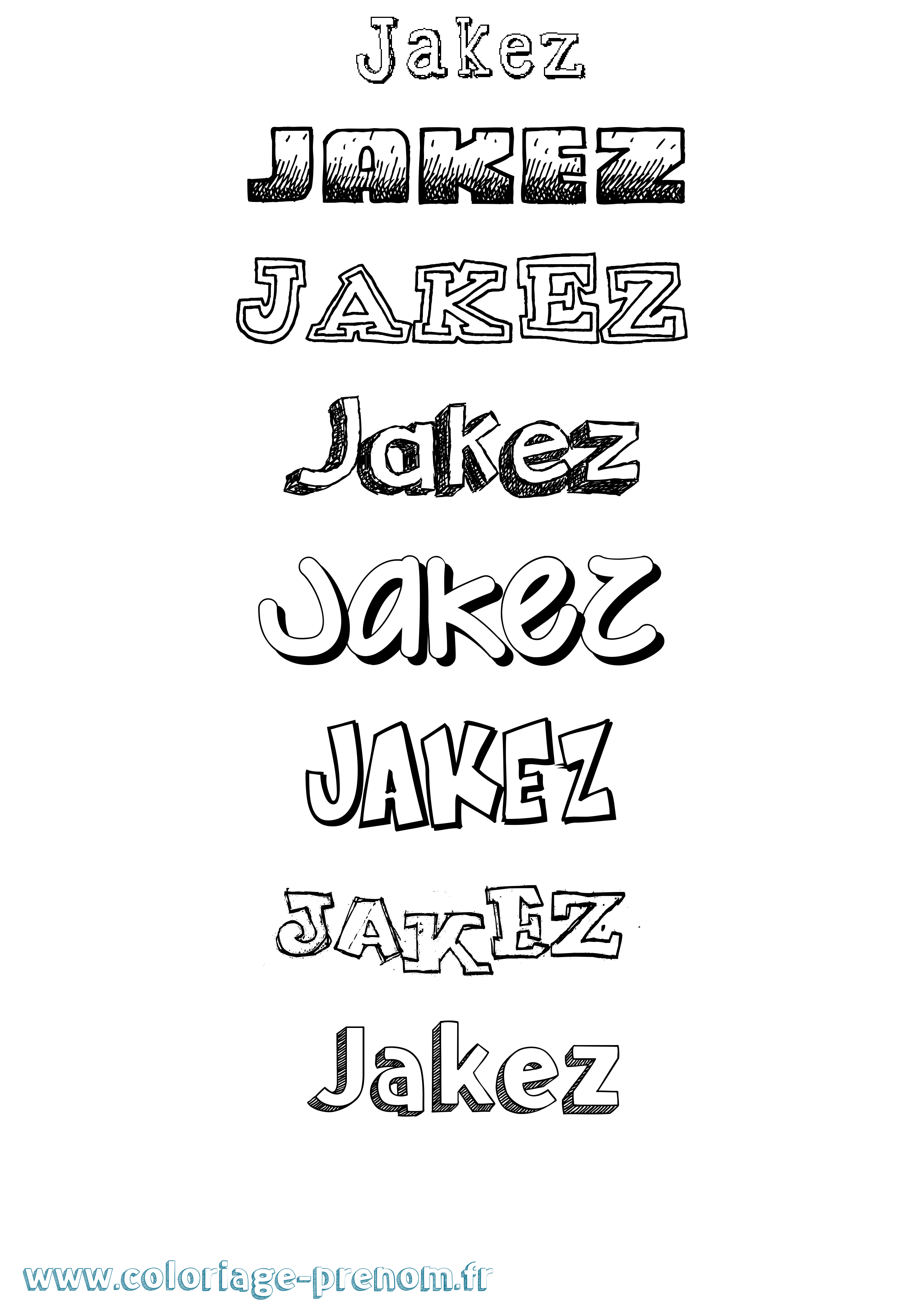 Coloriage Jakez Dessiné Coloriage prénom Jakez Dessiné