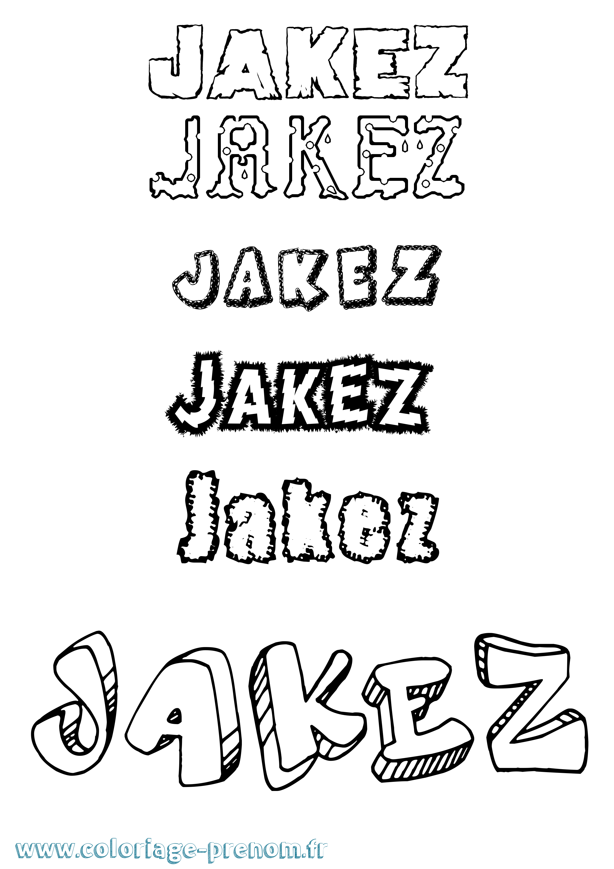 Coloriage Jakez Destructuré Coloriage prénom Jakez Destructuré