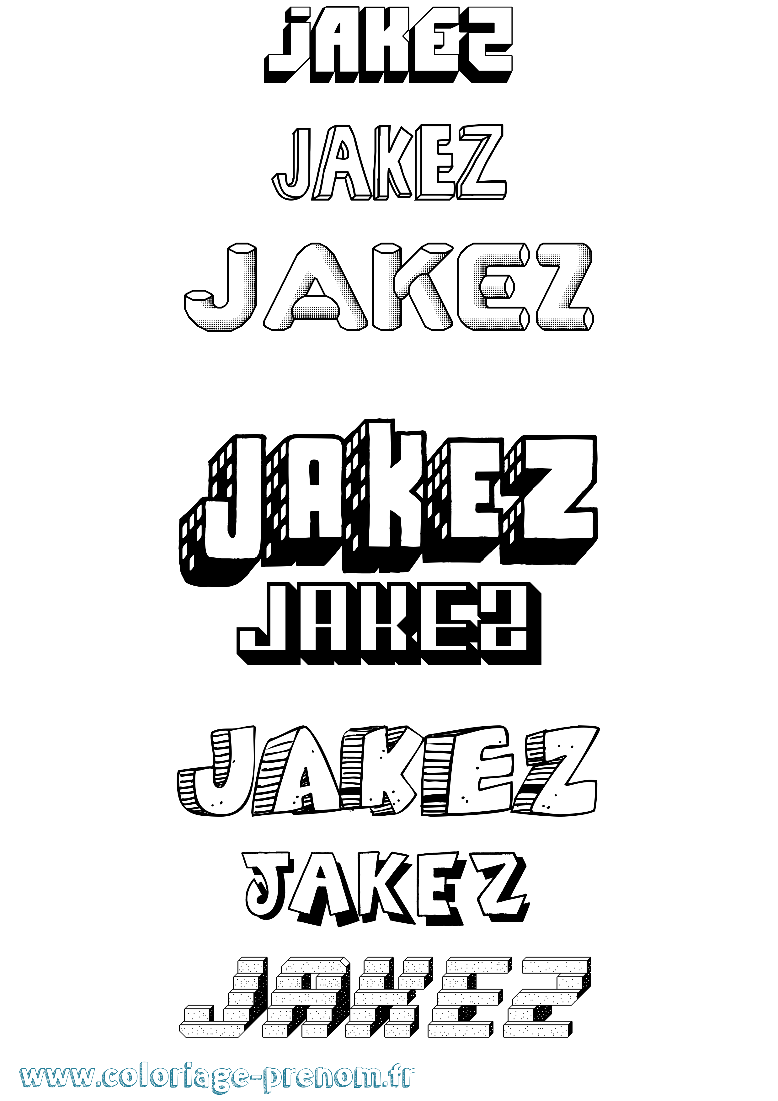 Coloriage Jakez Effet 3D Coloriage prénom Jakez Effet 3D