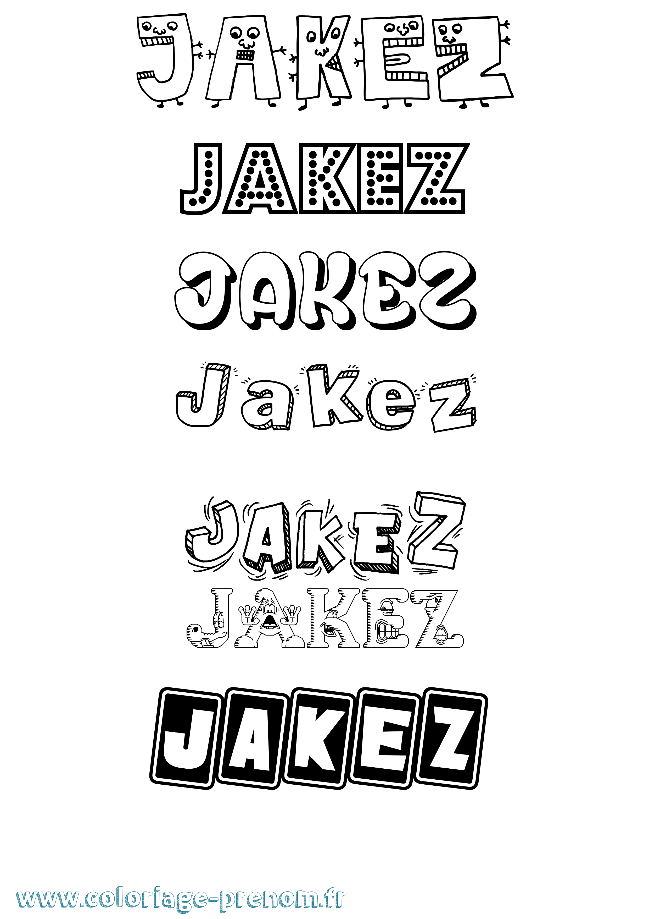 Coloriage Jakez Fun Coloriage prénom Jakez Fun